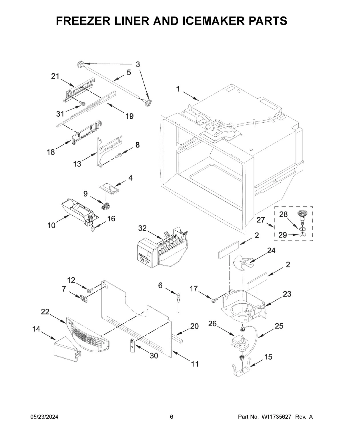04 - FREEZER LINER AND ICEMAKER PARTS