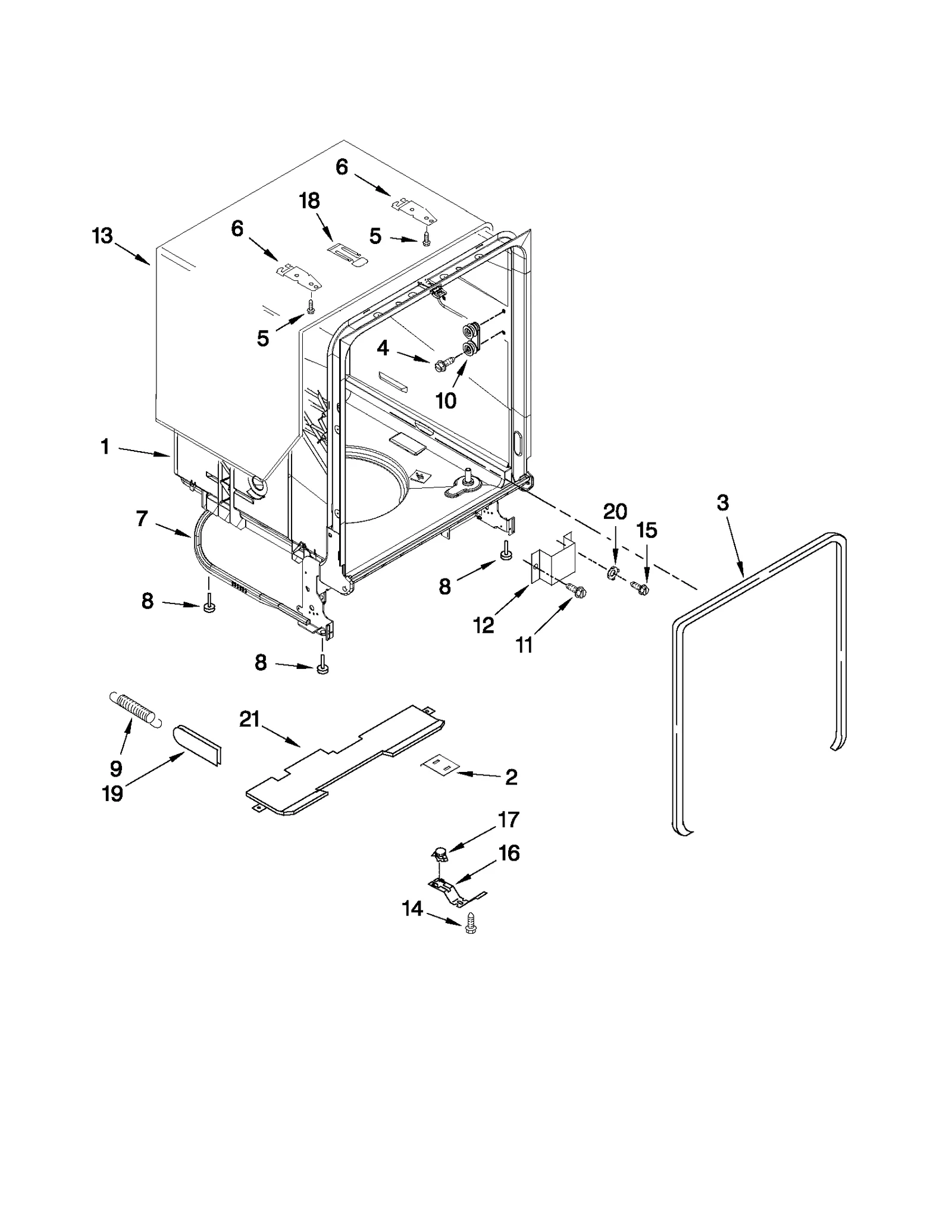 TUB AND FRAME PARTS