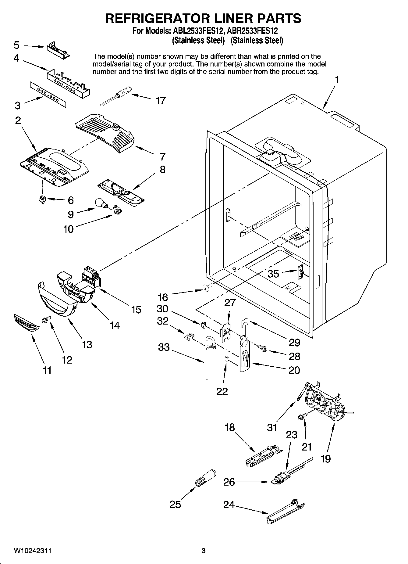 02 - REFRIGERATOR LINER PARTS