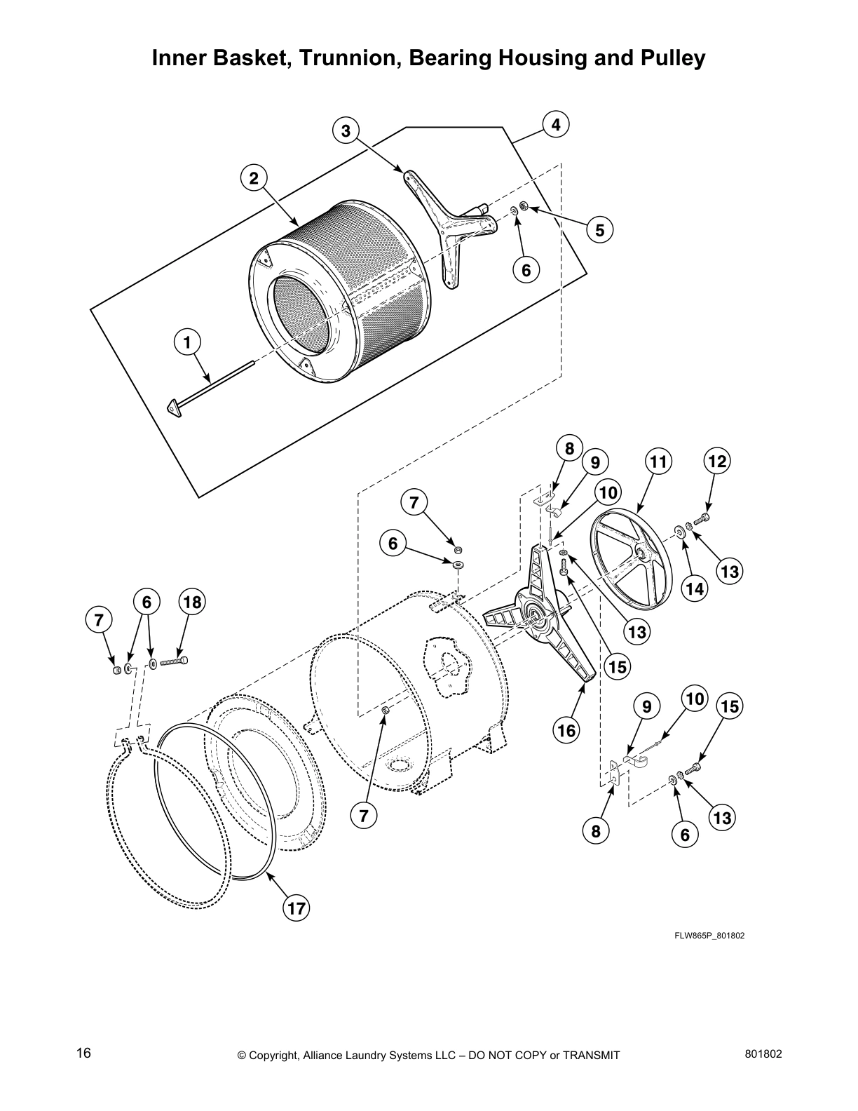 Inner Basket, Trunnion, Bearing Housing and Pulley