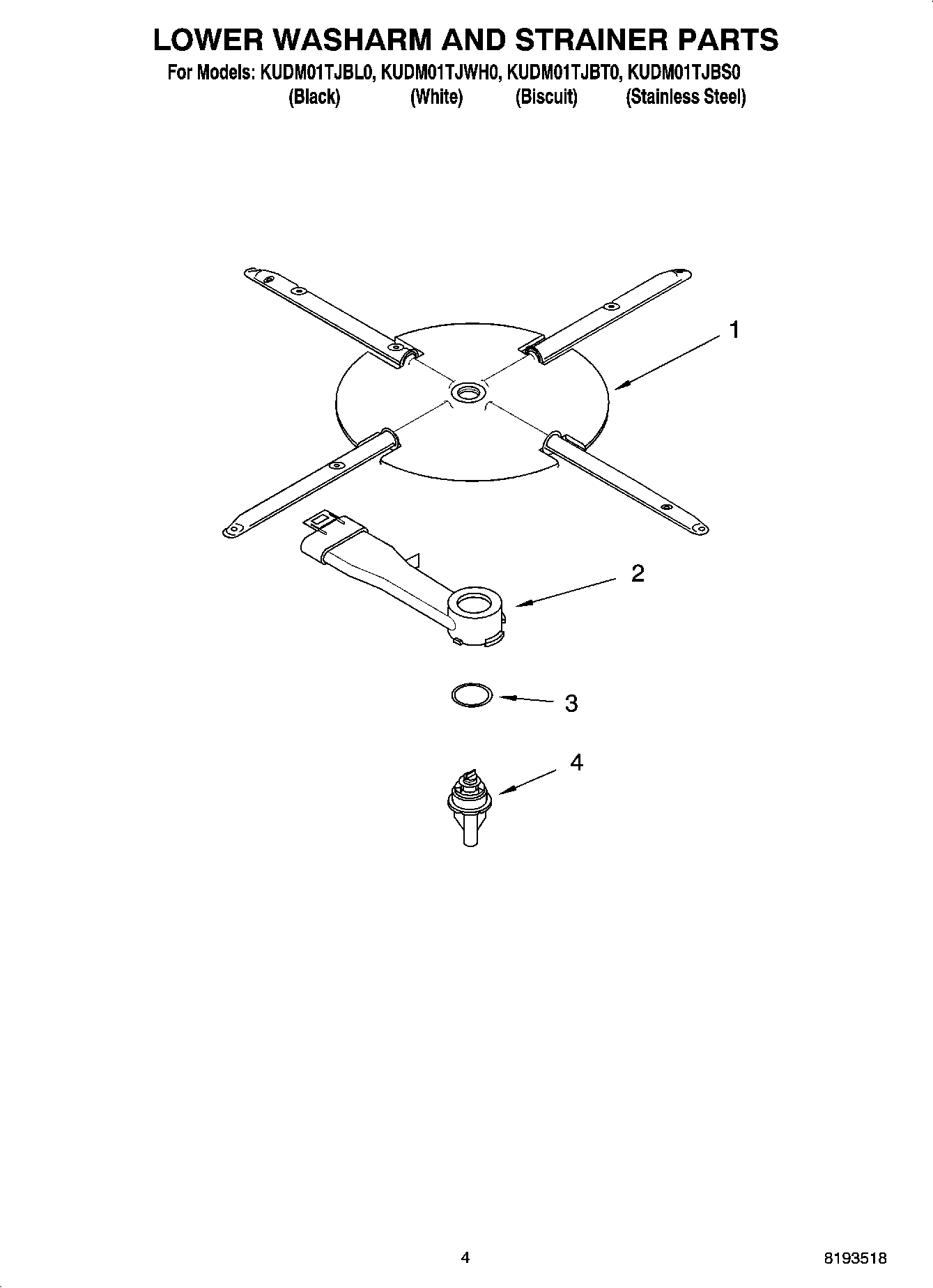 04 - LOWER WASHARM AND STRAINER PARTS