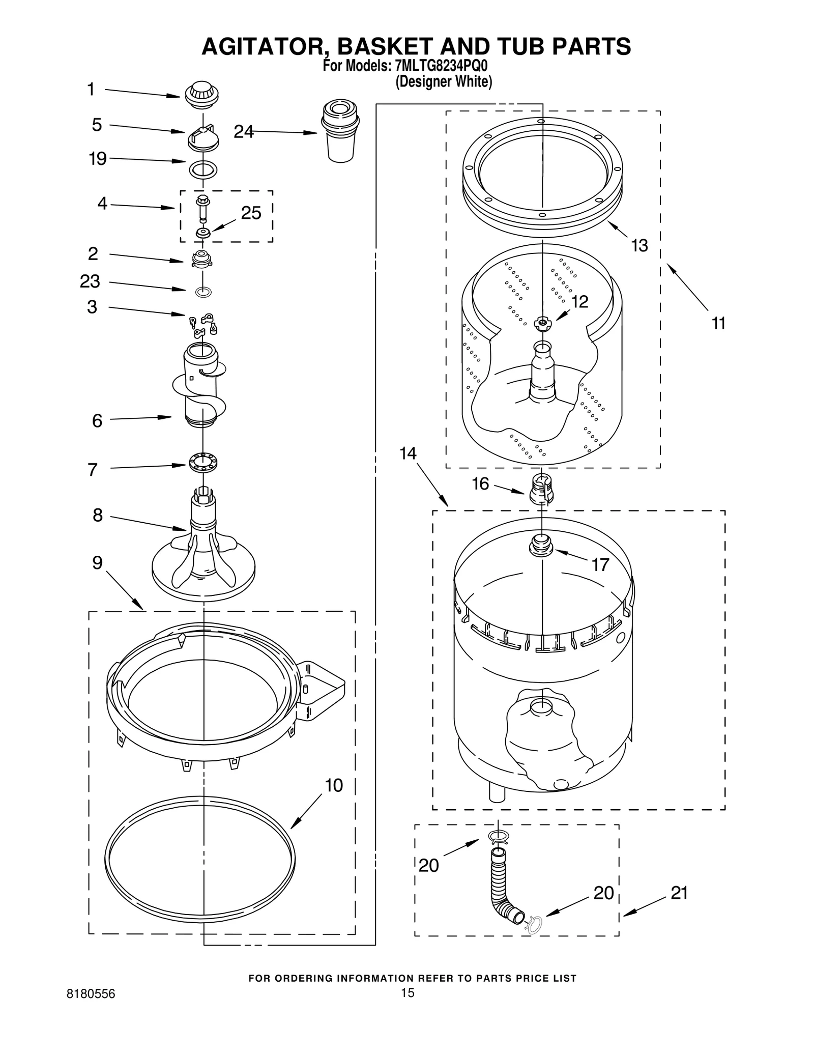 AGITATOR, BASKET AND TUB PARTS