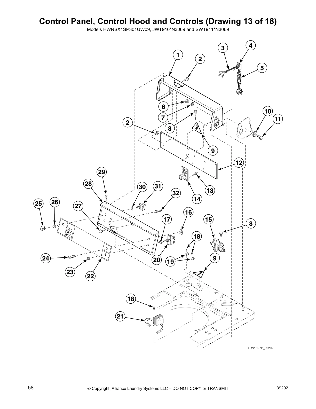 Control Panel, Control Hood and Controls (Drawing 13 of 18)