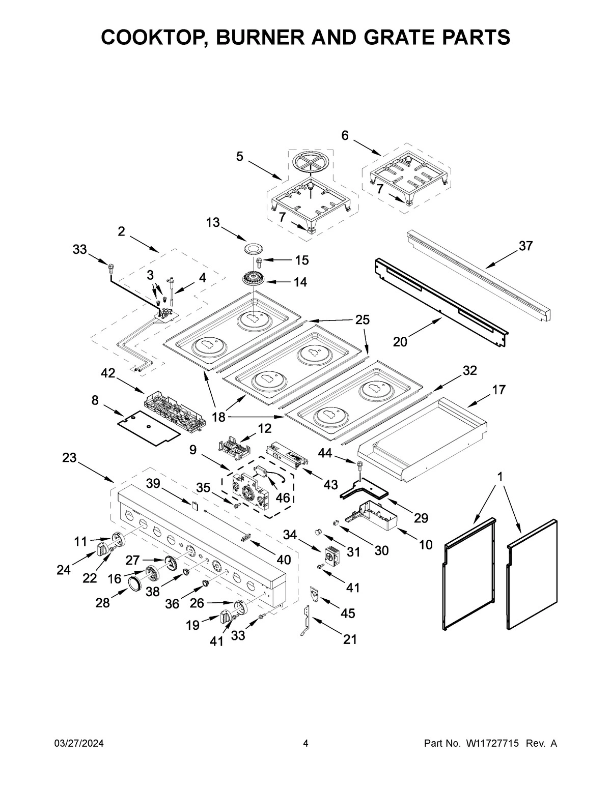 03 - COOKTOP, BURNER AND GRATE PARTS