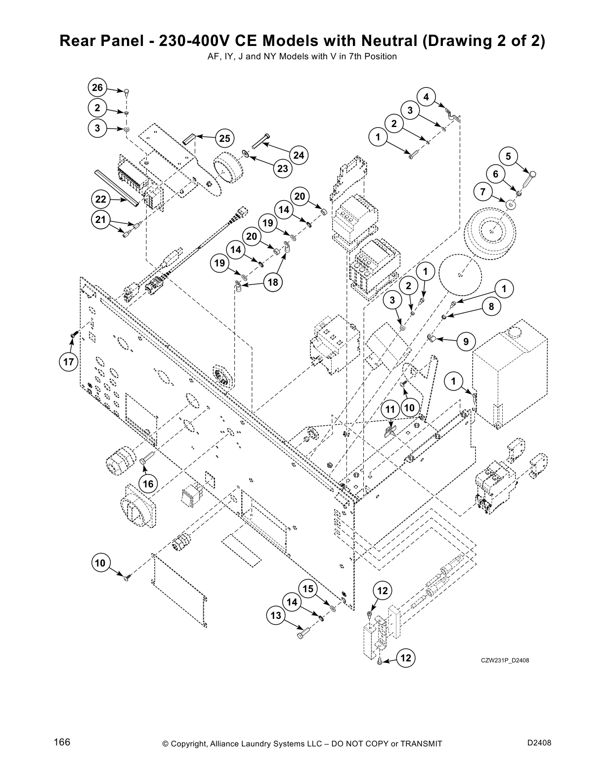 Rear Panel - 230-400V CE Models with Neutral (Drawing 2 of 2)