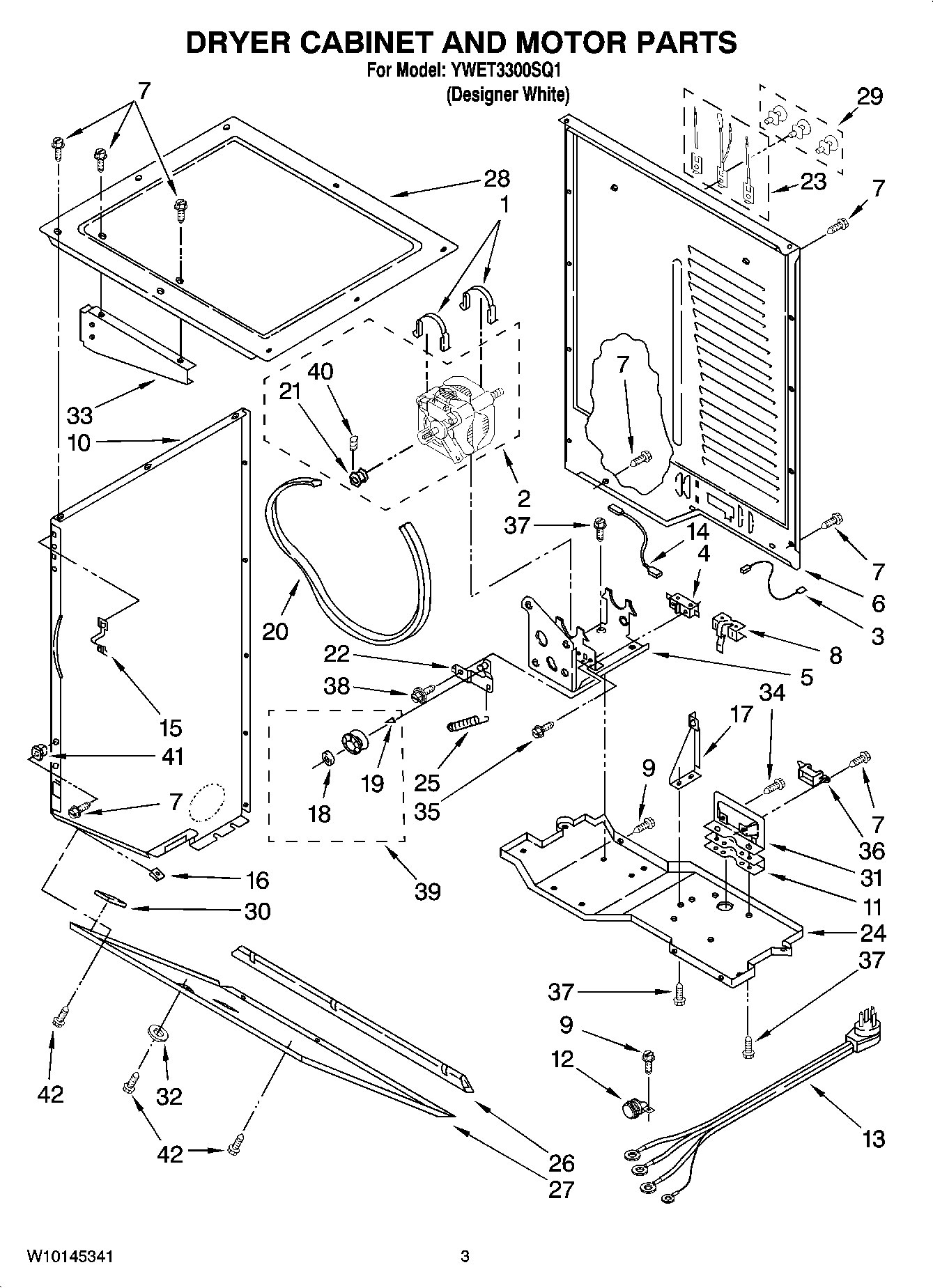 03 - DRYER CABINET AND MOTOR PARTS