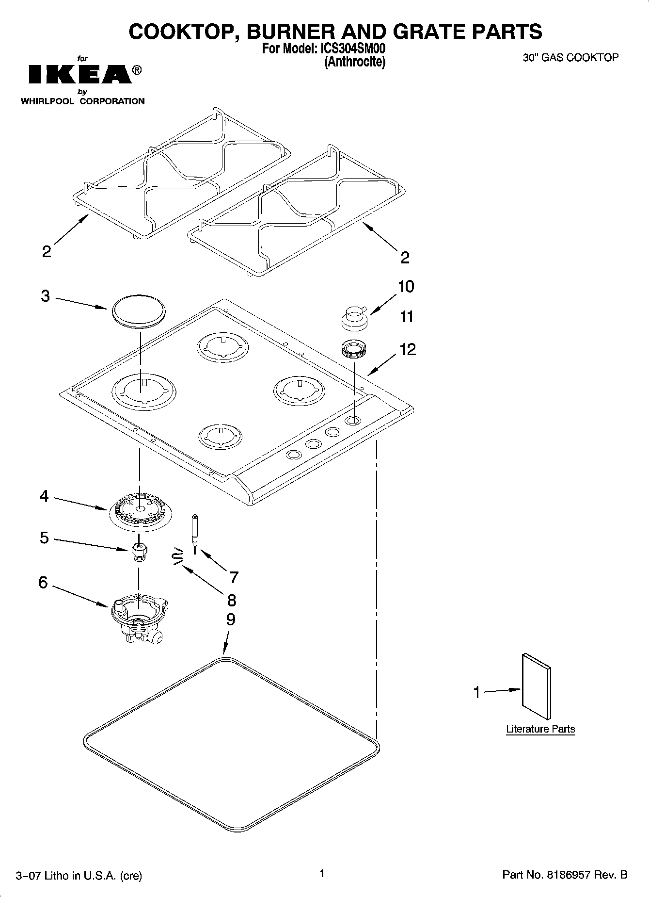 01 - COOKTOP, BURNER AND GRATE PARTS