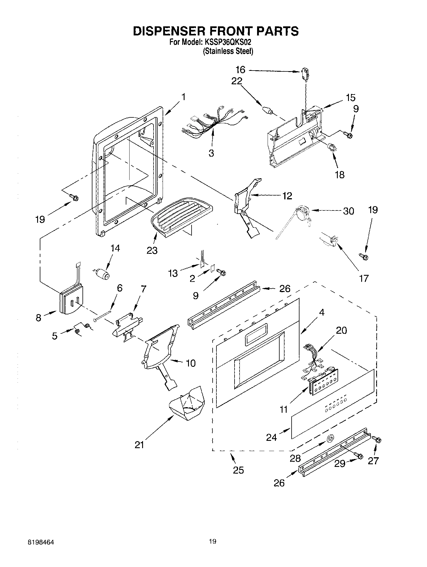 12 - DISPENSER AND FRONT PARTS