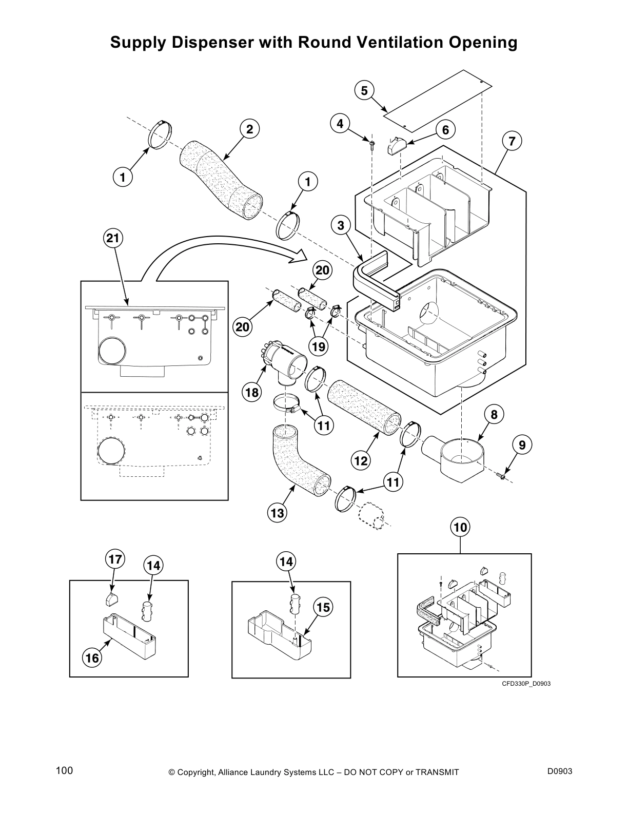Supply Dispenser with Round Ventilation Opening