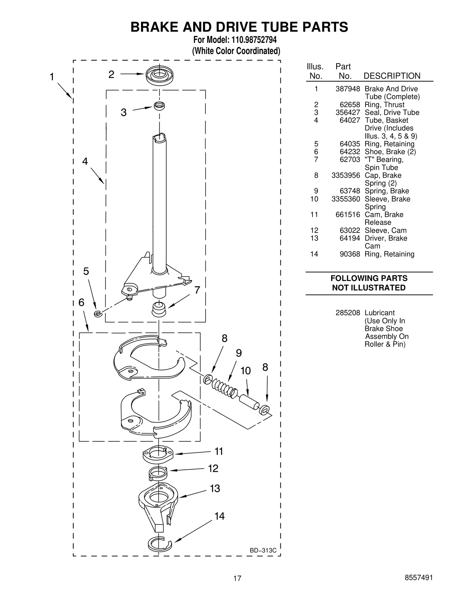 BRAKE AND DRIVE TUBE PARTS
