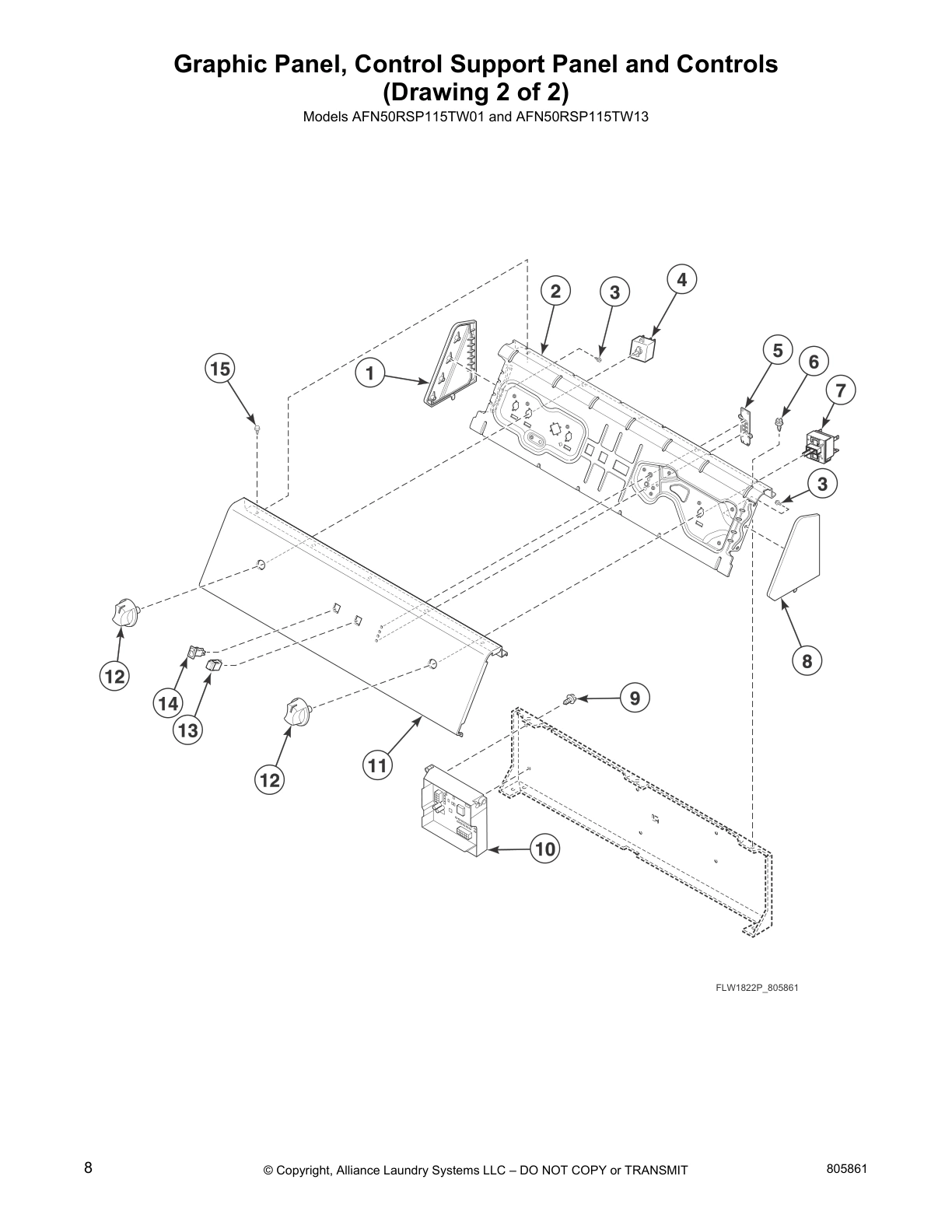 Graphic Panel, Control Support Panel and Controls
(Drawing 2 of 2)