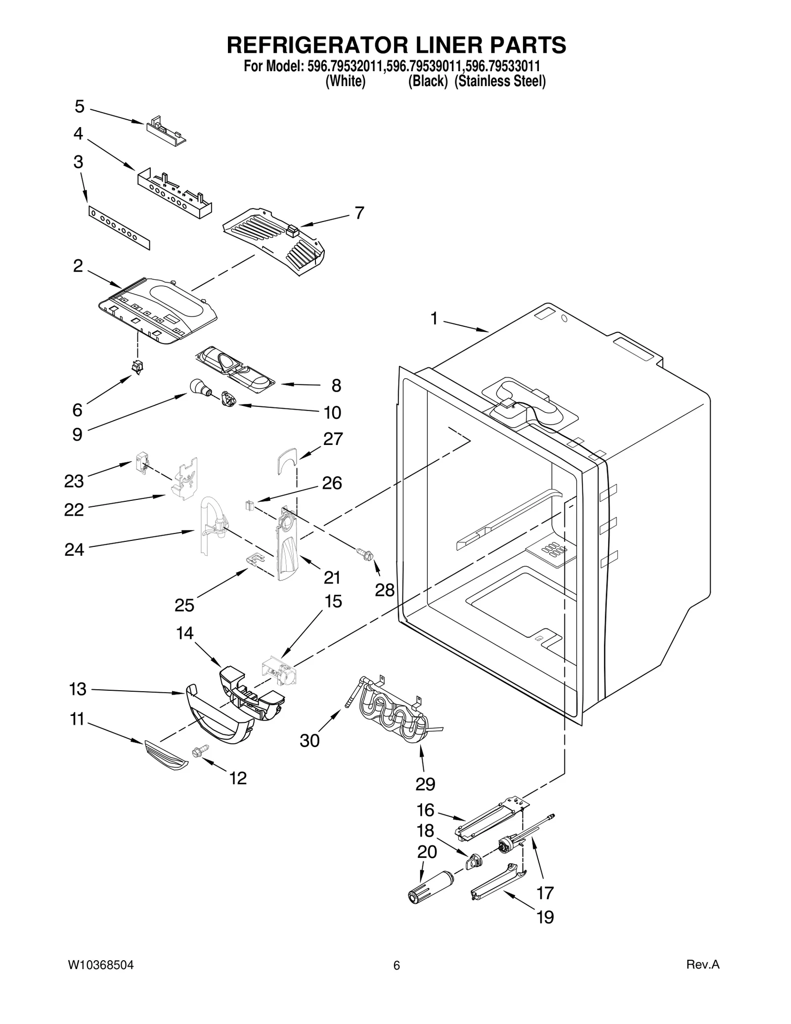 REFRIGERATOR LINER PARTS