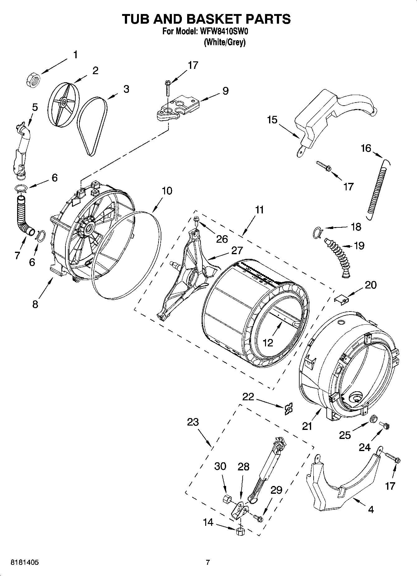 06 - TUB AND BASKET PARTS, OPTIONAL PARTS (NOT INCLUDED)