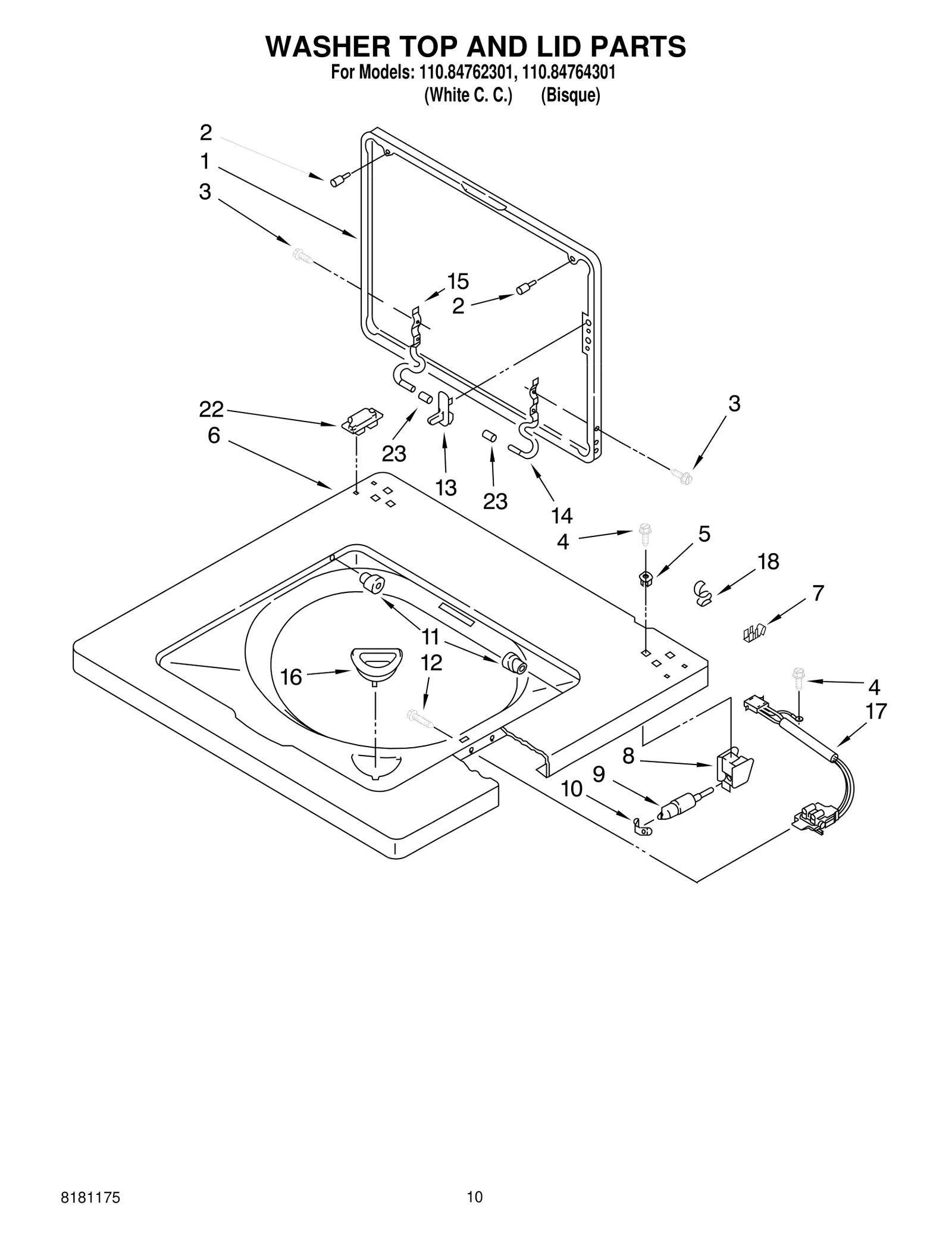 WASHER TOP AND LID PARTS