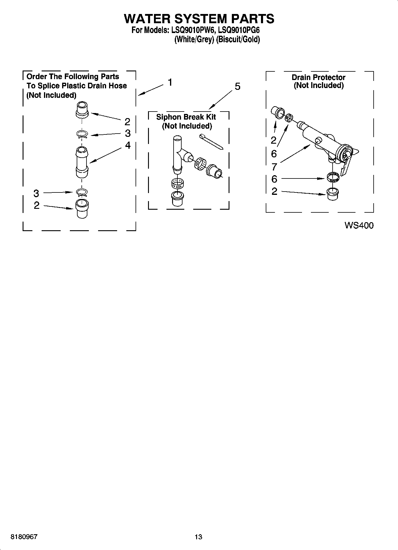 09 - WATER SYSTEM PARTS, OPTIONAL PARTS (NOT INCLUDED)
