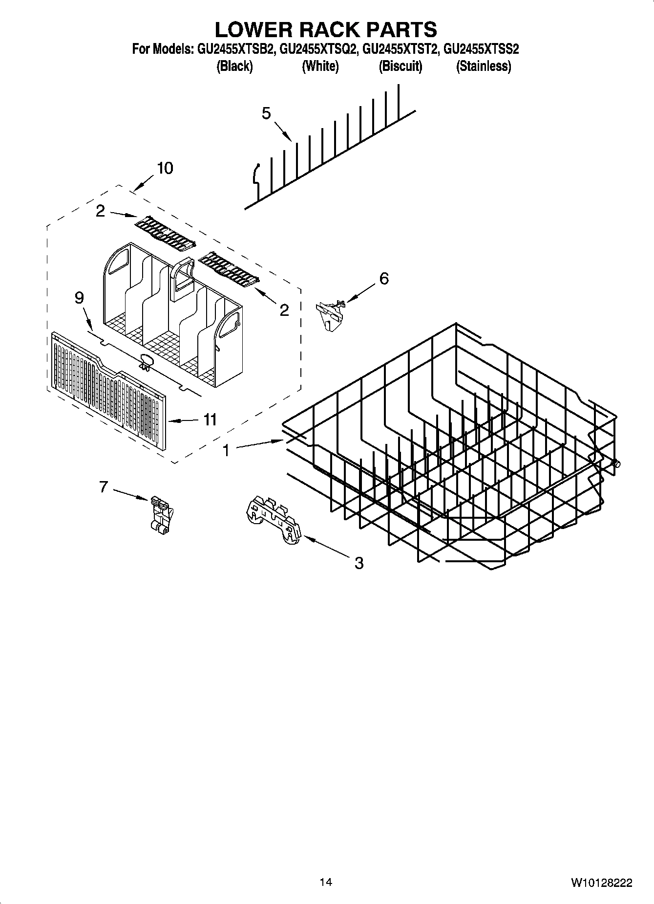11 - LOWER RACK PARTS, OPTIONAL PARTS (NOT INCLUDED)