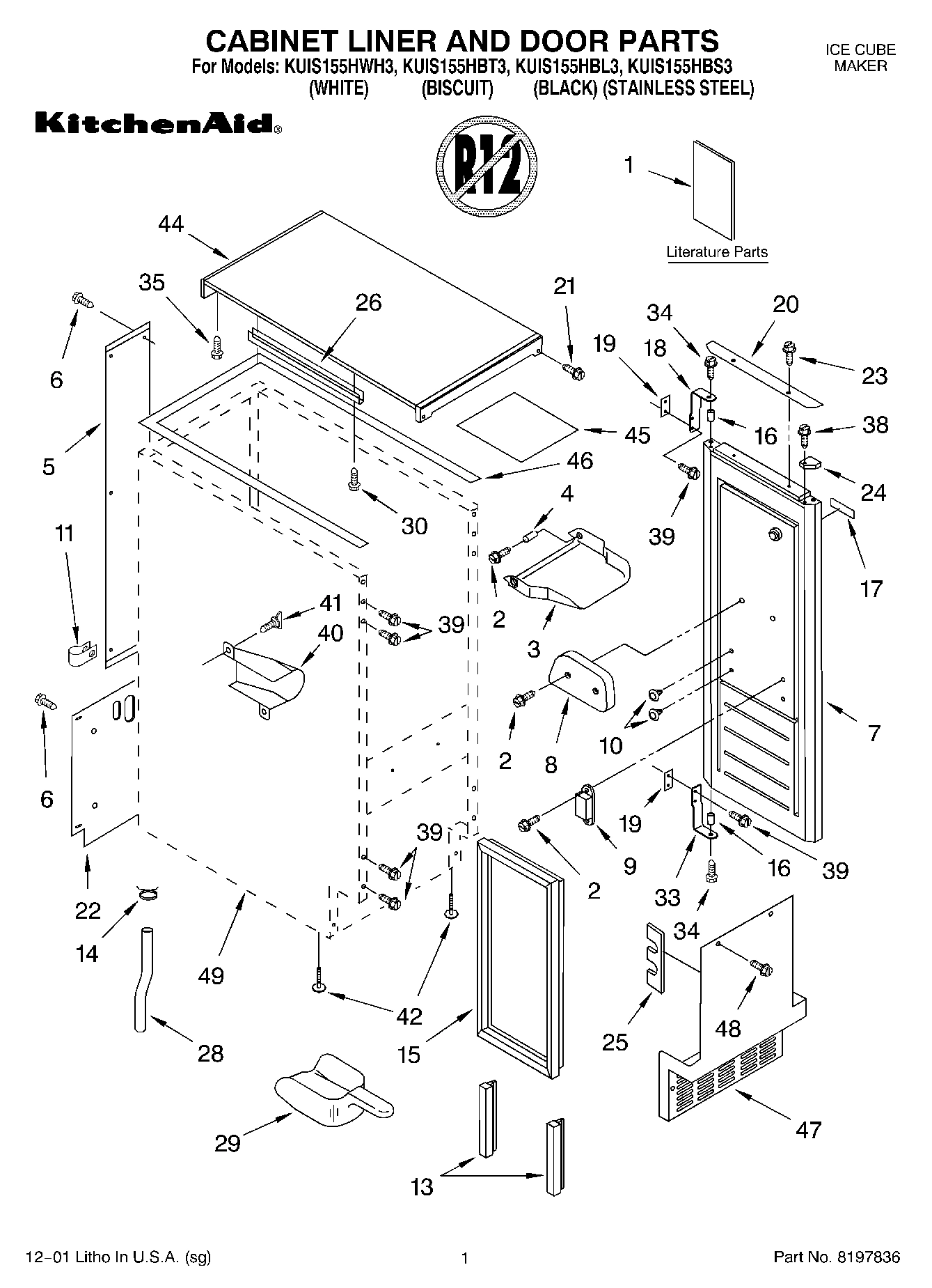01 - CABINET LINER AND DOOR, LITERATURE