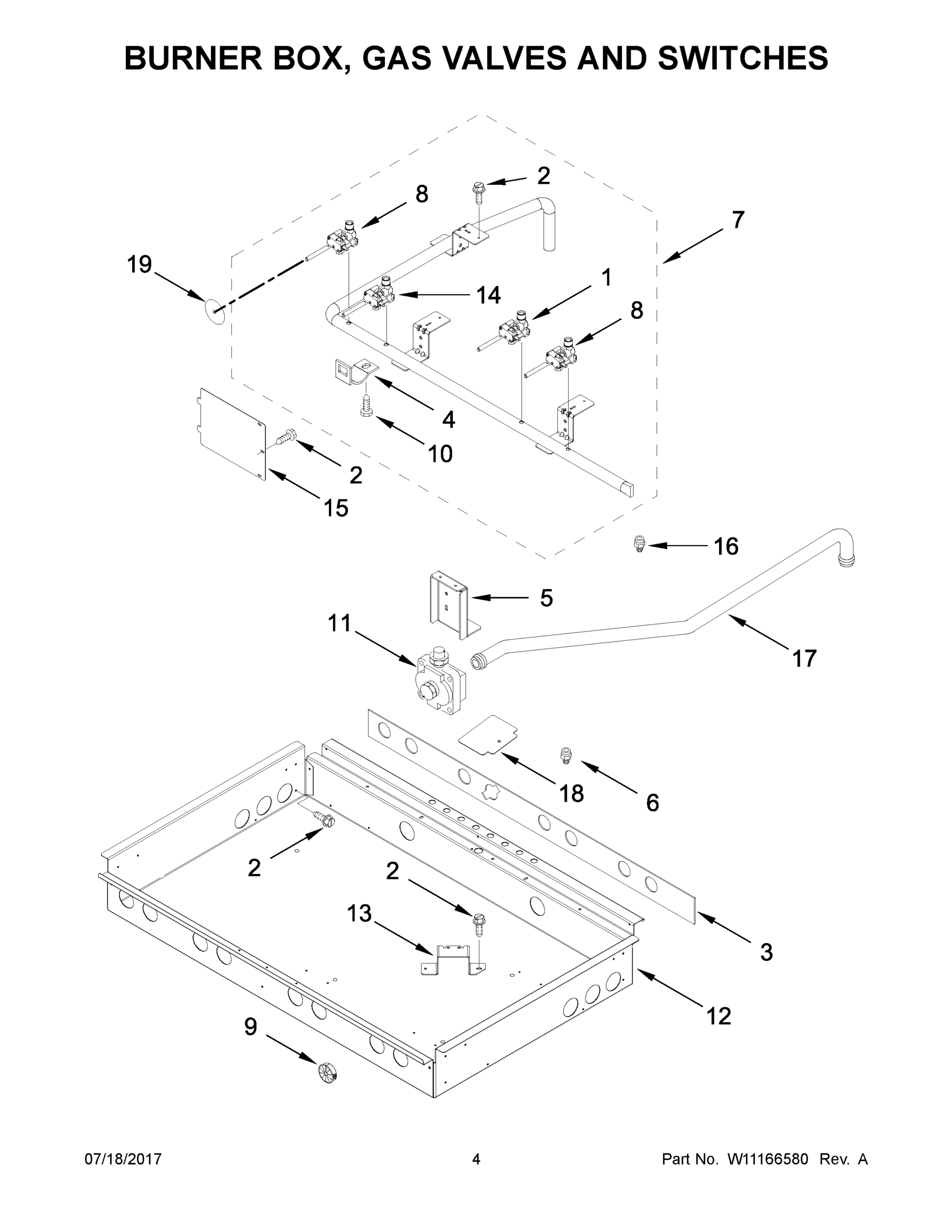 03 - BURNER BOX, GAS VALVES AND SWITCHES