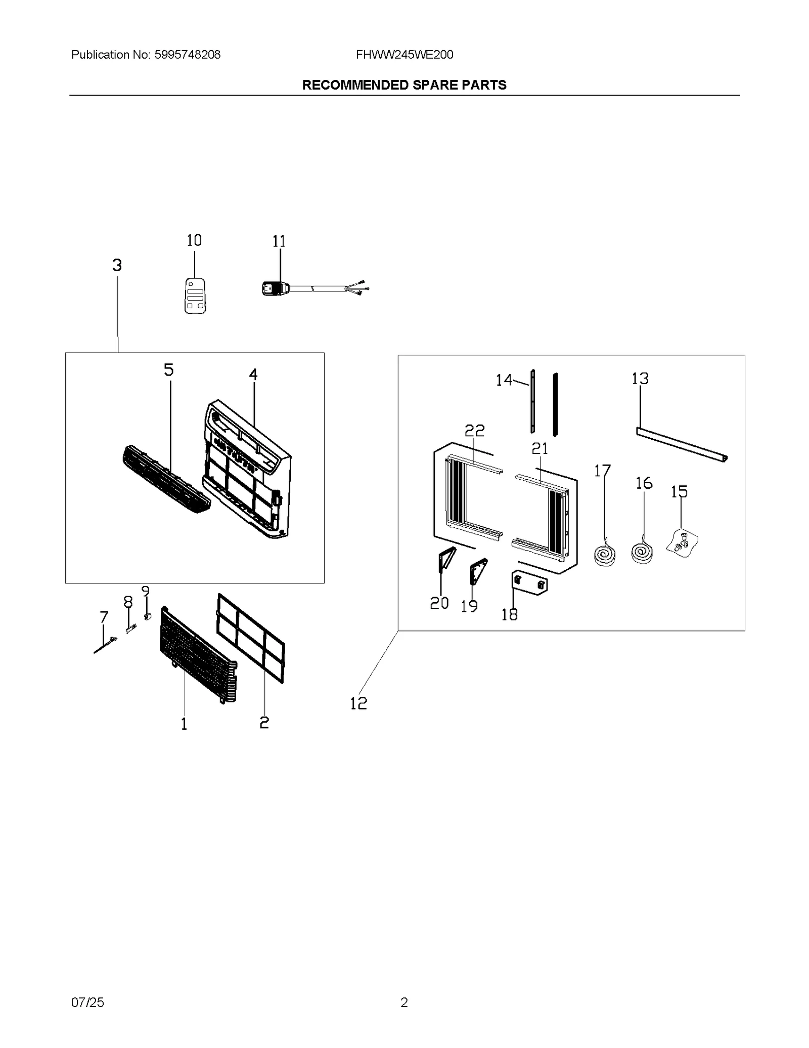 RECOMMENDED SPARE PARTS