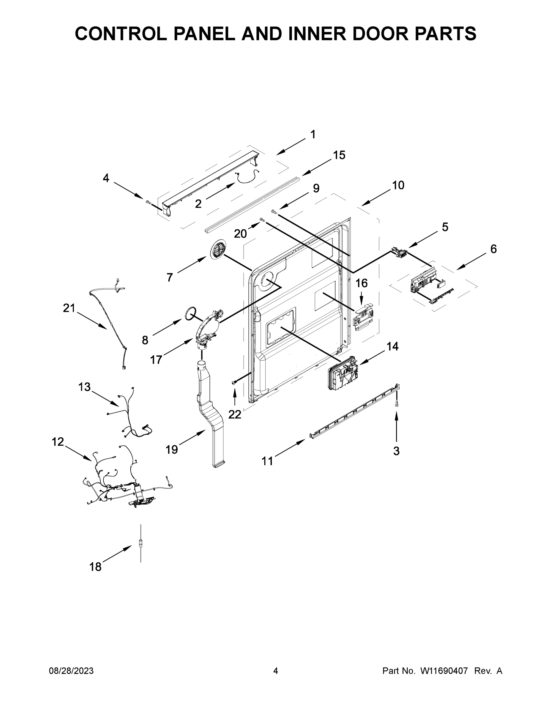 03 - CONTROL PANEL AND INNER DOOR PARTS