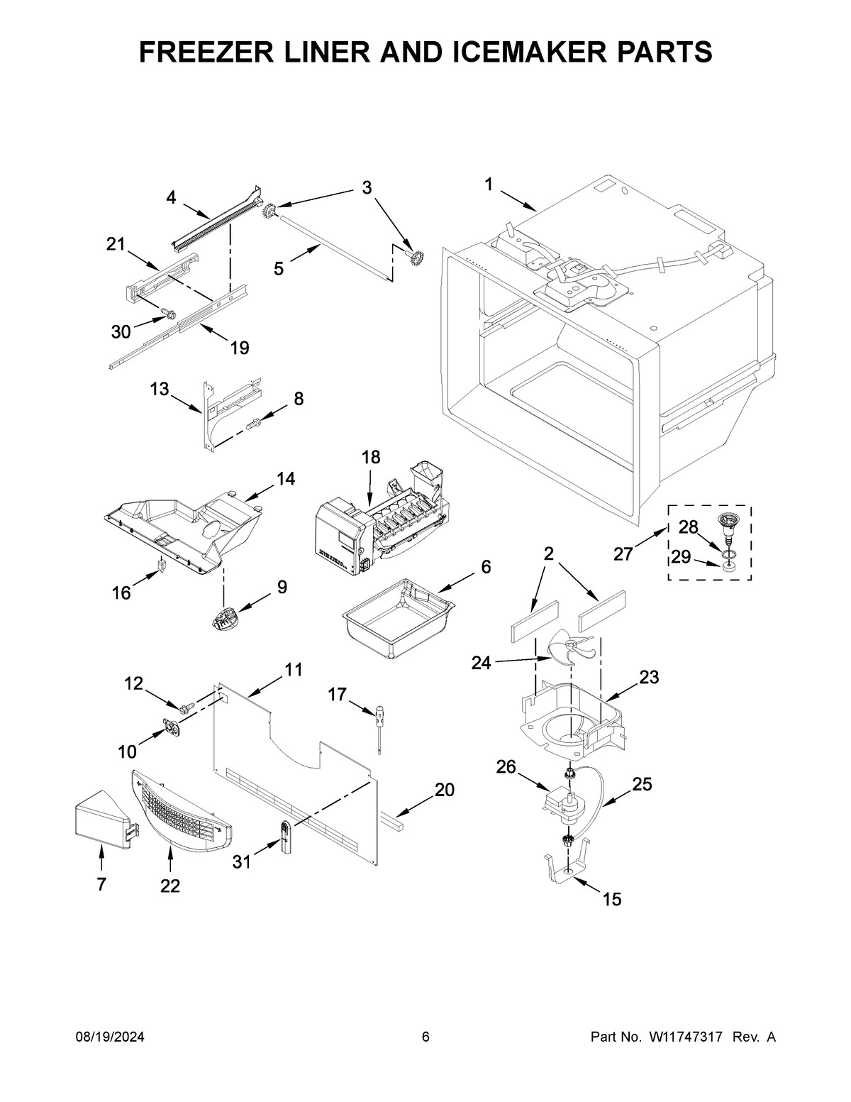 04 - FREEZER LINER AND ICEMAKER PARTS