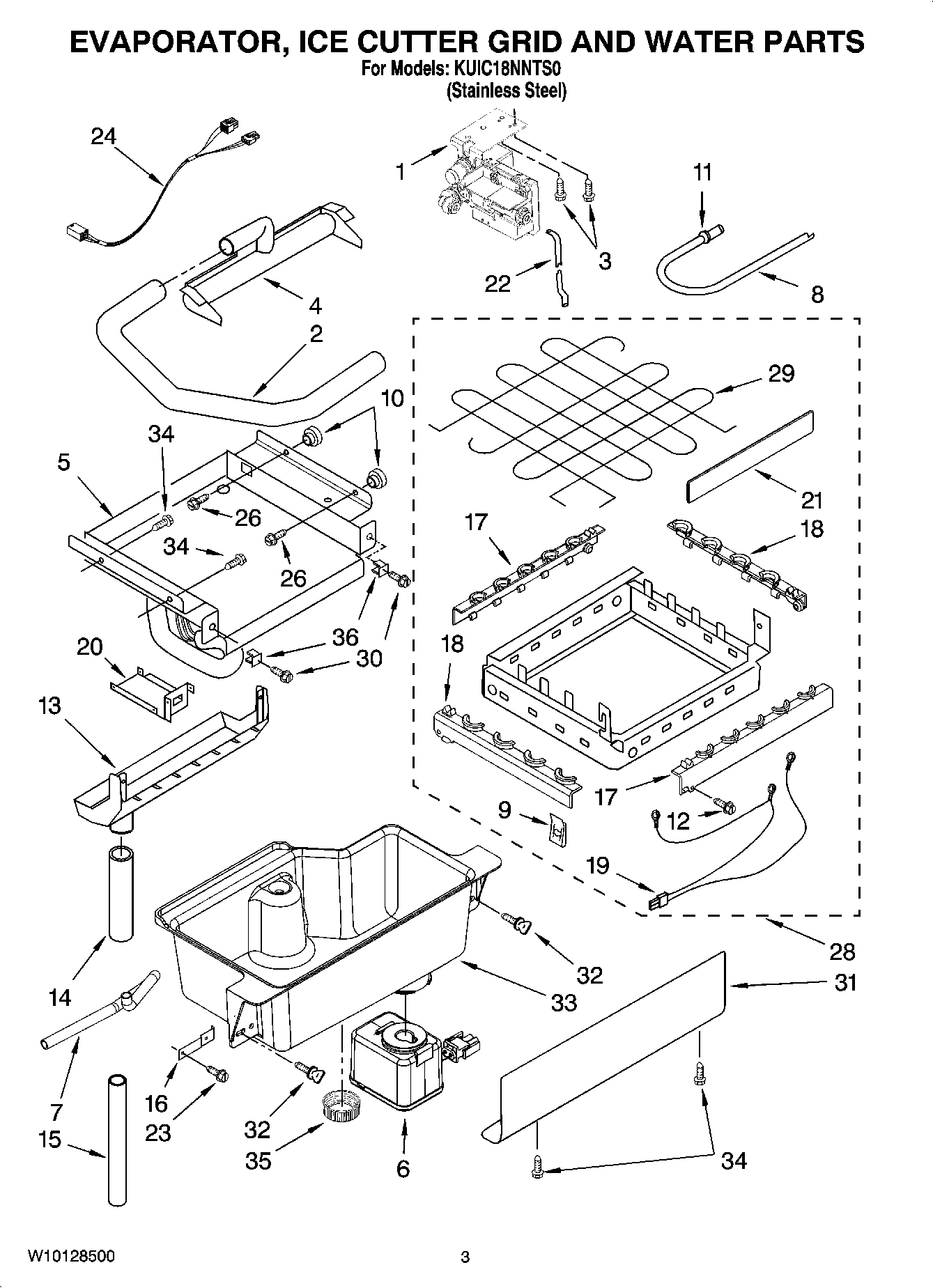 02 - EVAPORATOR, ICE CUTTER GRID AND WATER PARTS