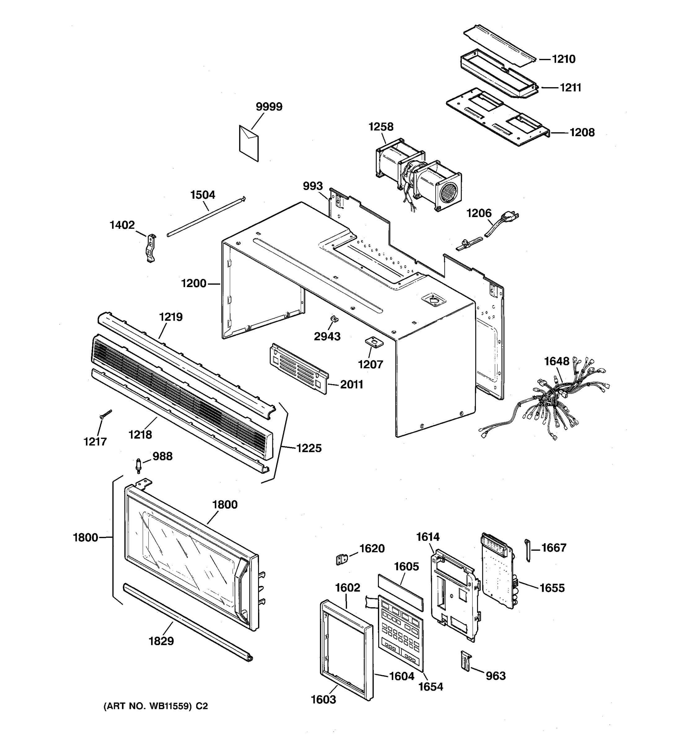 DOOR, CONTROLS, GRILL & CASE