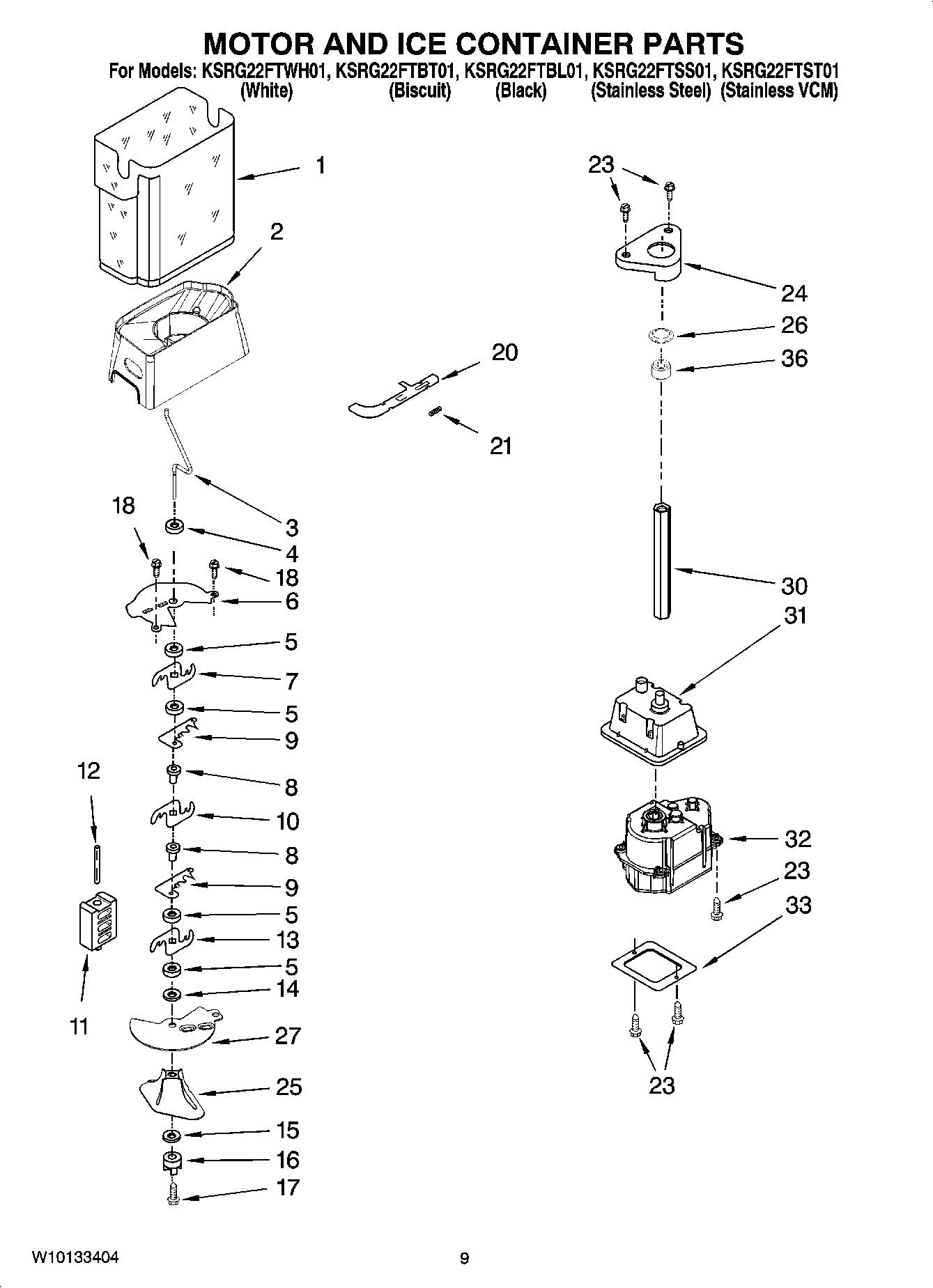 06 - MOTOR AND ICE CONTAINER PARTS