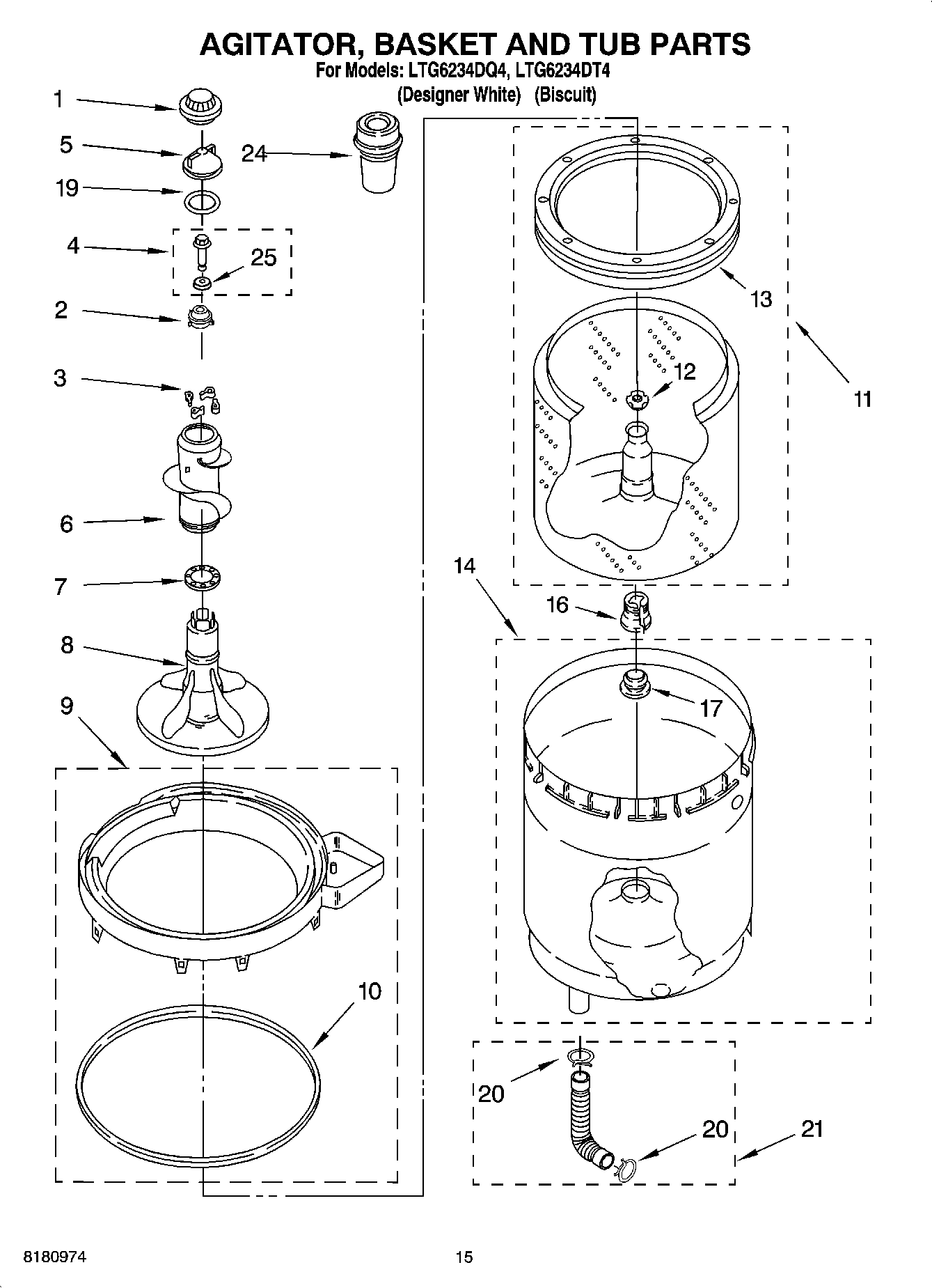 10 - AGITATOR, BASKET AND TUB PARTS