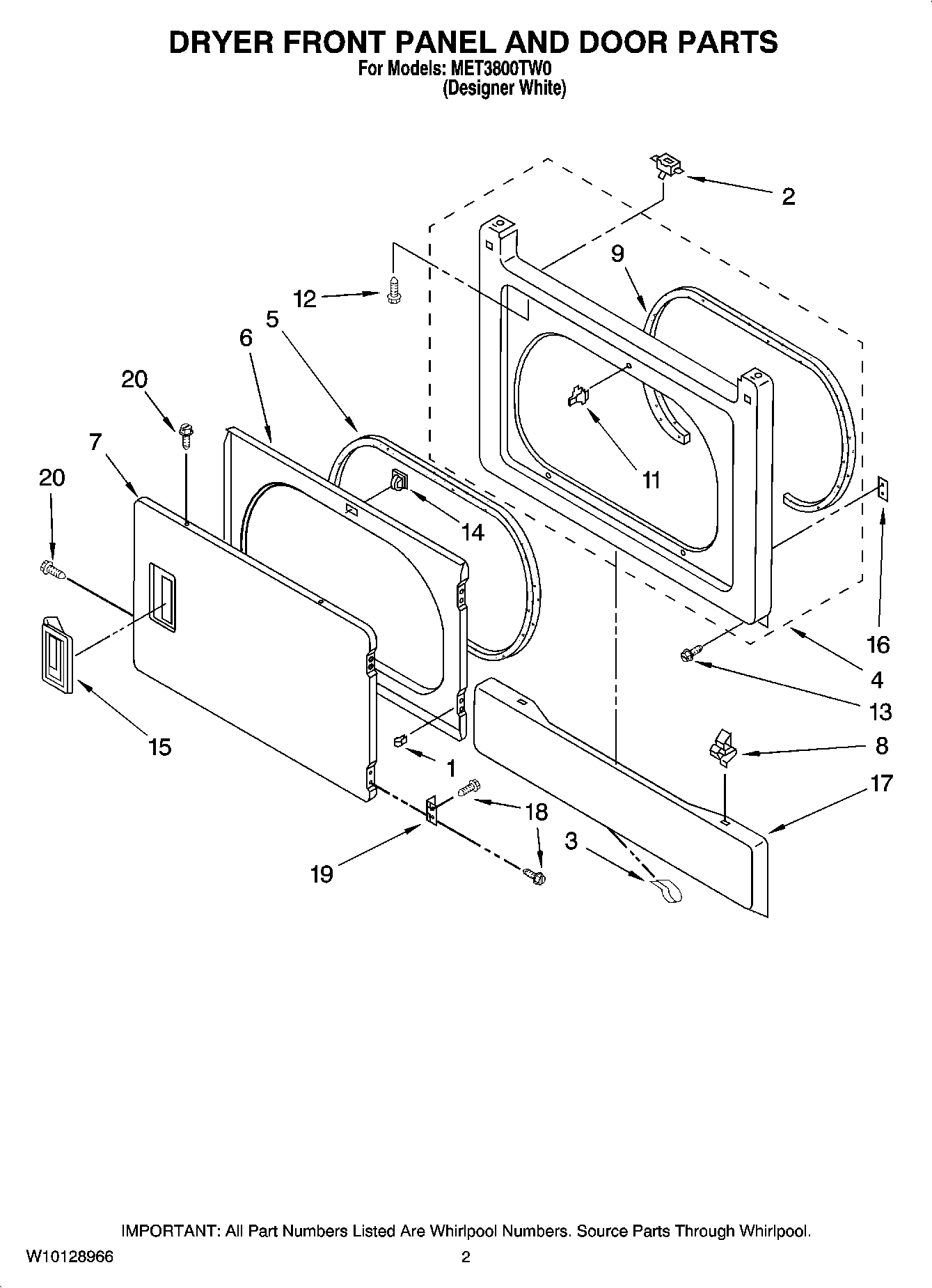 02 - DRYER FRONT PANEL AND DOOR PARTS