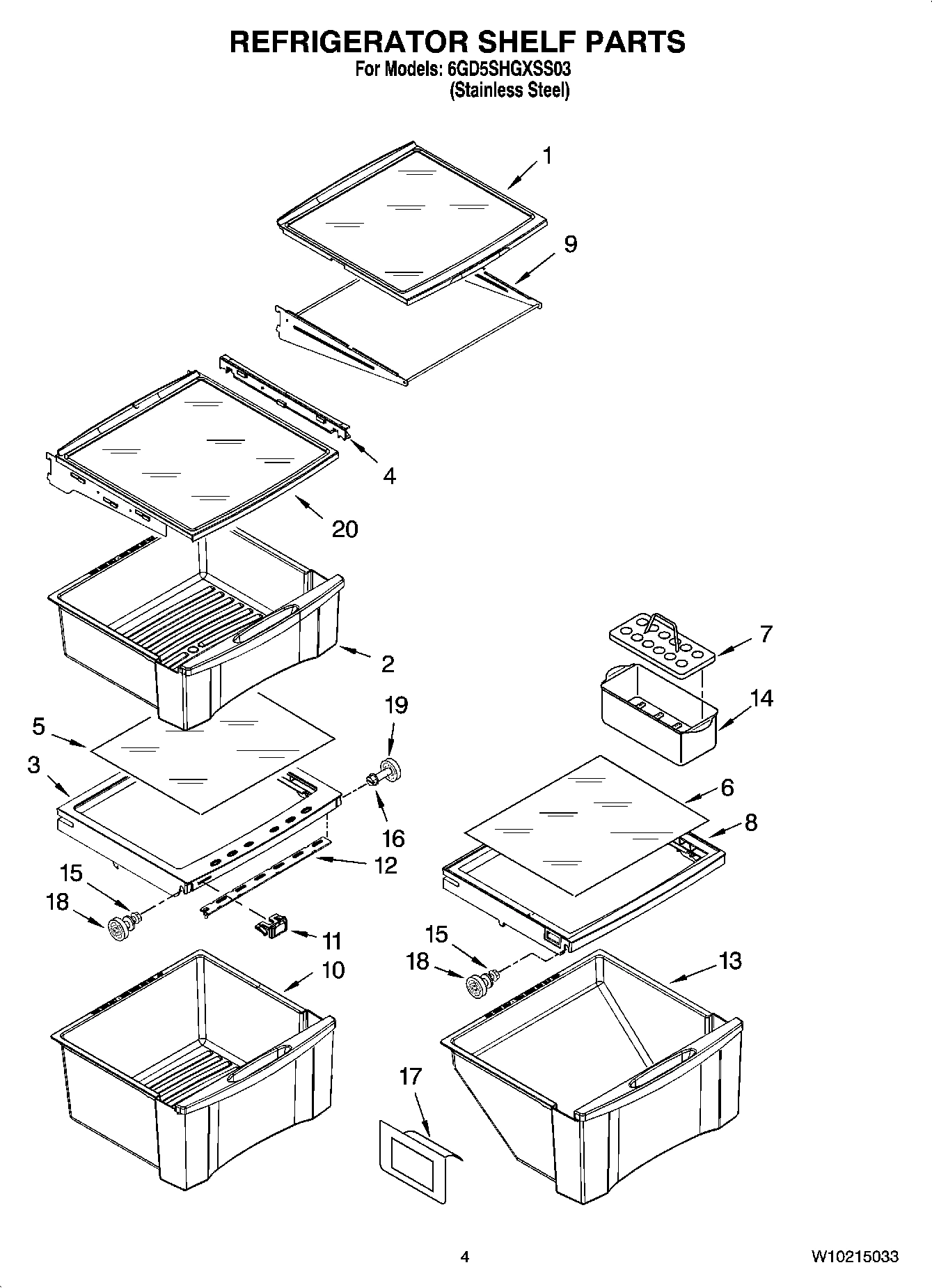 03 - REFRIGERATOR SHELF PARTS