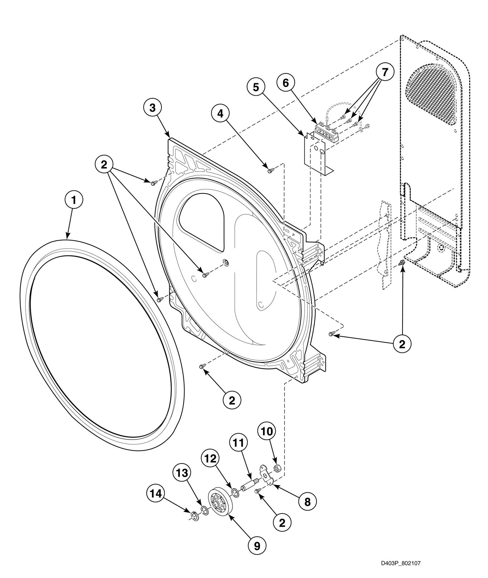 Rear Bulkhead, Felt Seal, Cylinder Roller and Terminal Block