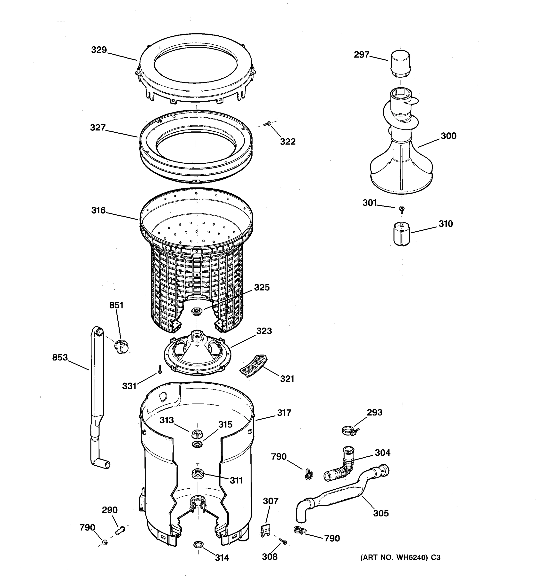 TUB, BASKET & AGITATOR