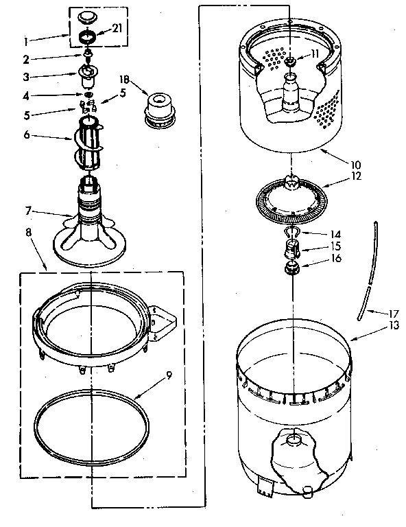 AGITATOR, BASKET AND TUB PARTS