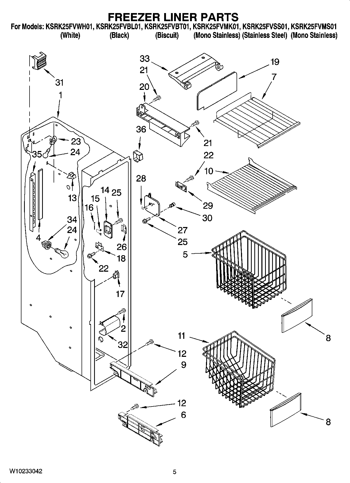 04 - FREEZER LINER PARTS