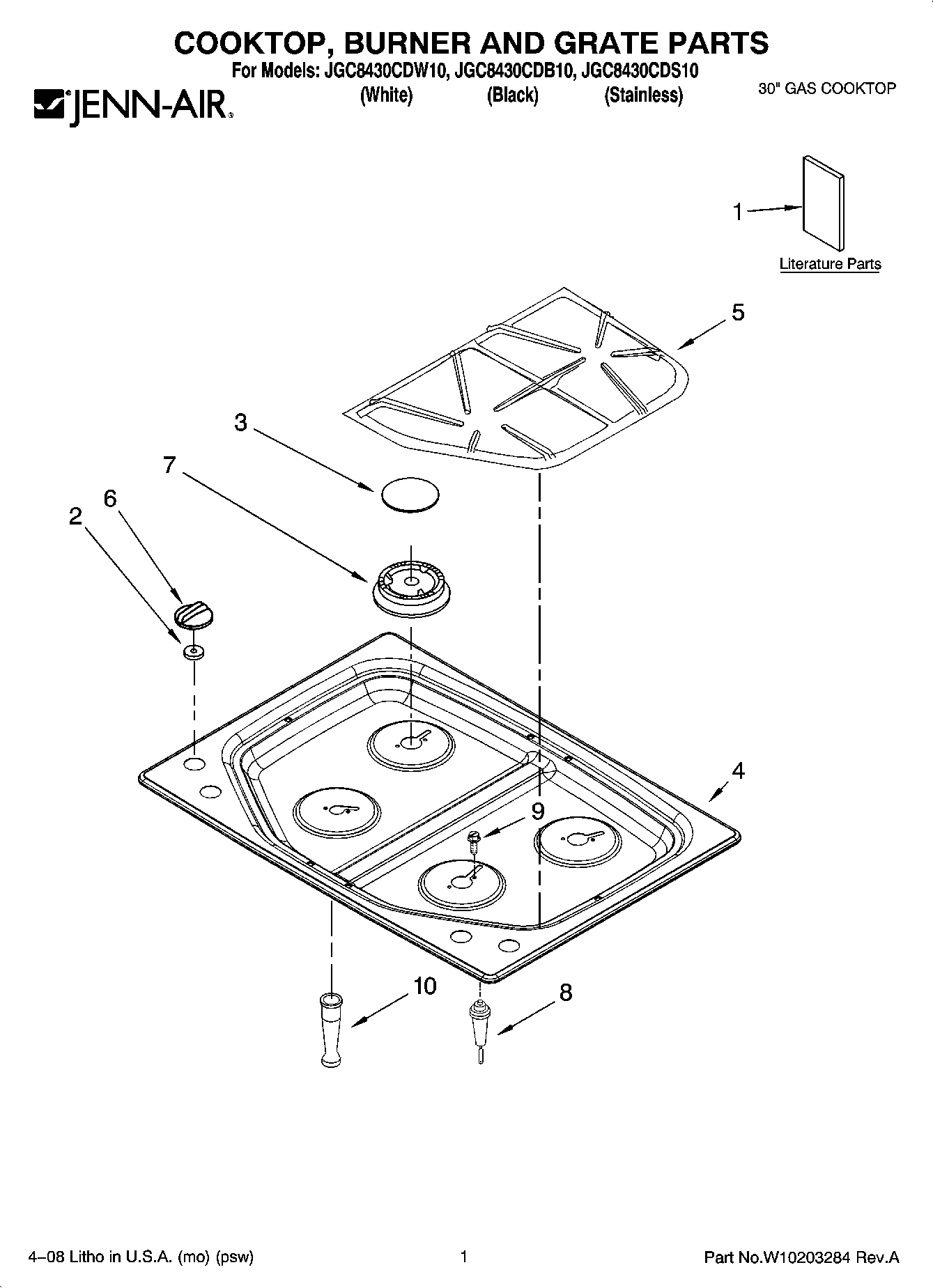 01 - COOKTOP, BURNER AND GRATE PARTS
