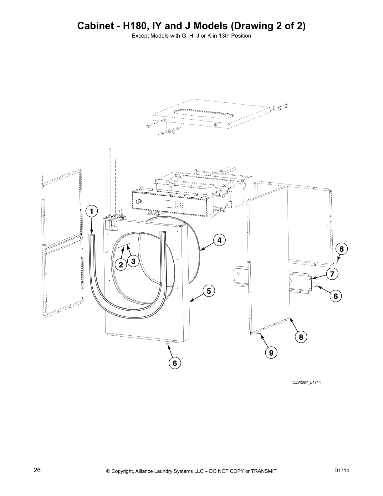 Cabinet - H180, IY and J Models (Drawing 2 of 2)