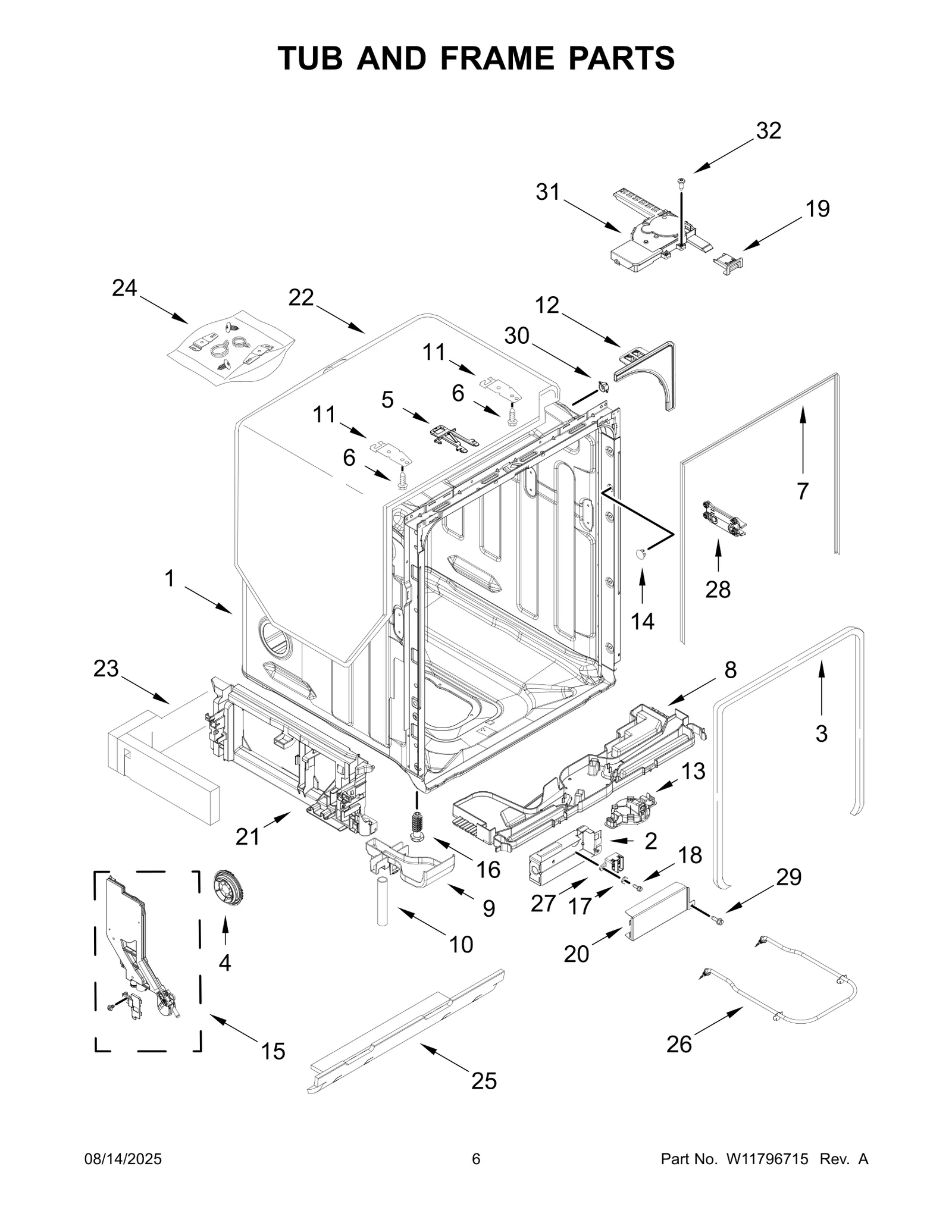 TUB AND FRAME PARTS