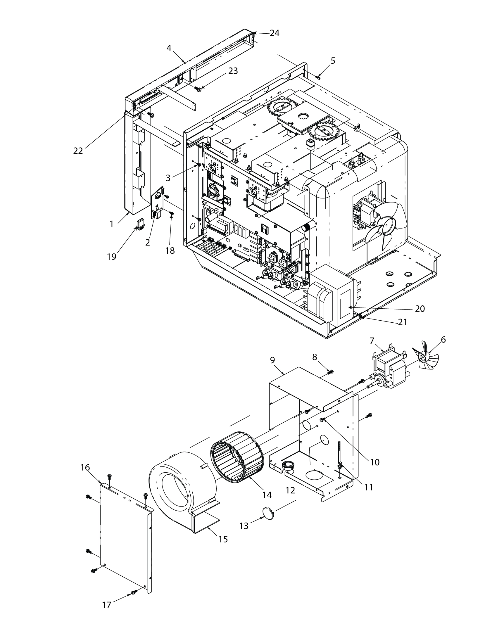 BLOWER MOTOR / TOUCH PAD ASSY / DISPLAY BOARD