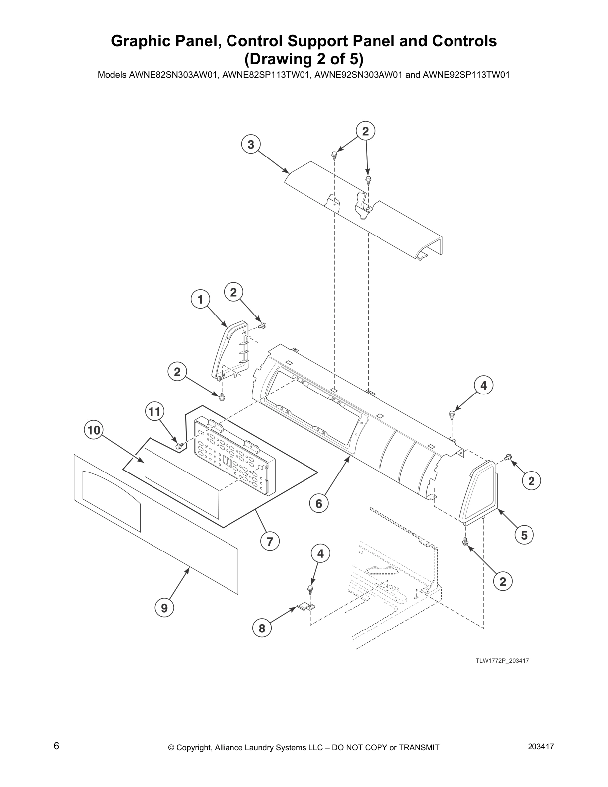 Graphic Panel, Control Support Panel and Controls 
(Drawing 2 of 5)