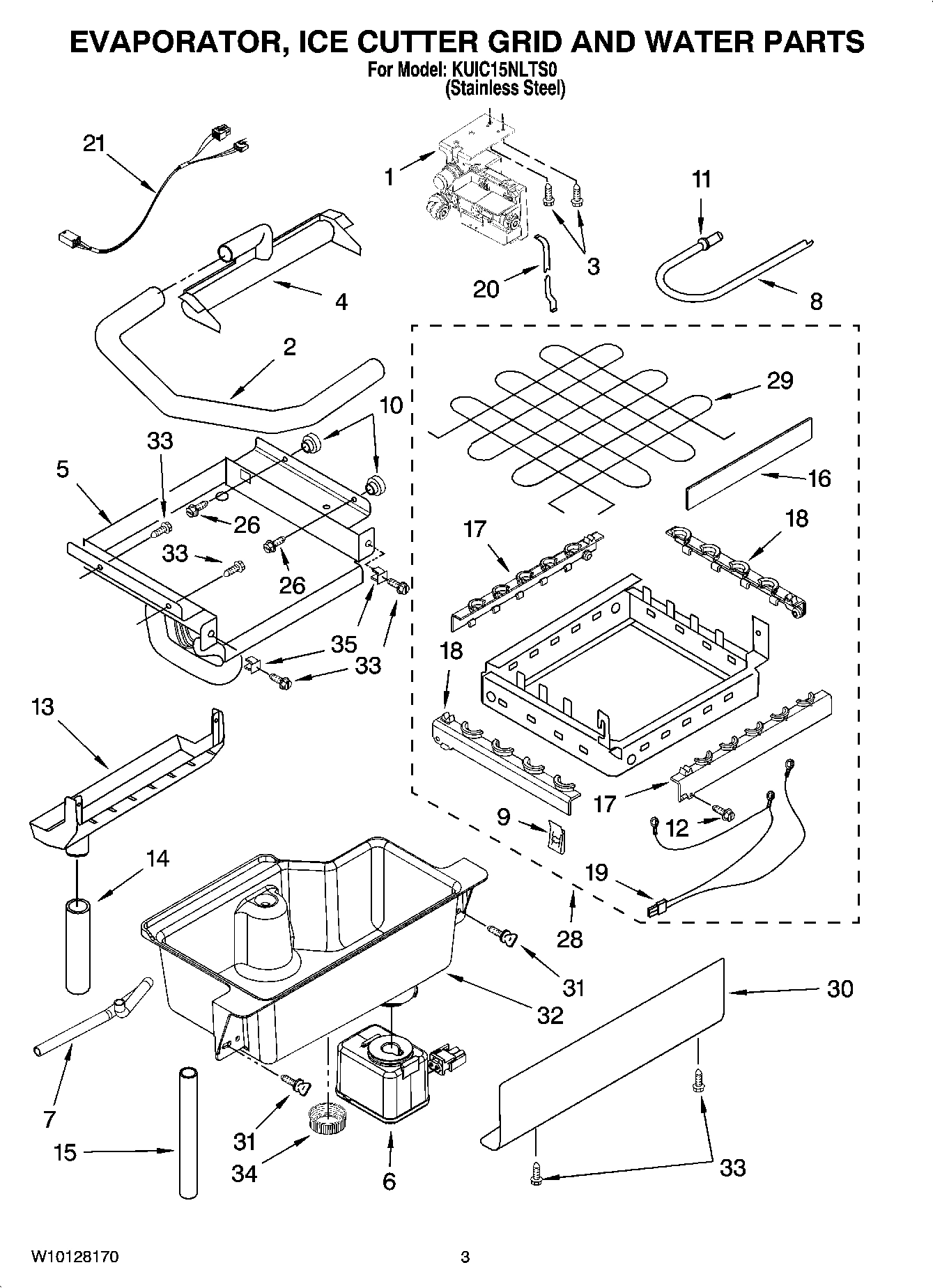02 - EVAPORATOR, ICE CUTTER GRID AND WATER PARTS