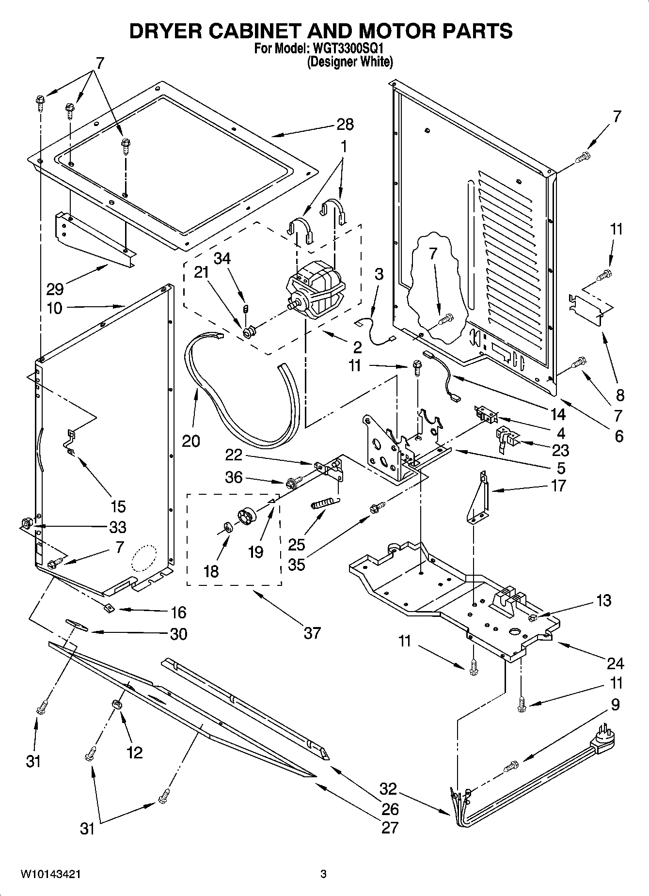 03 - DRYER CABINET AND MOTOR PARTS