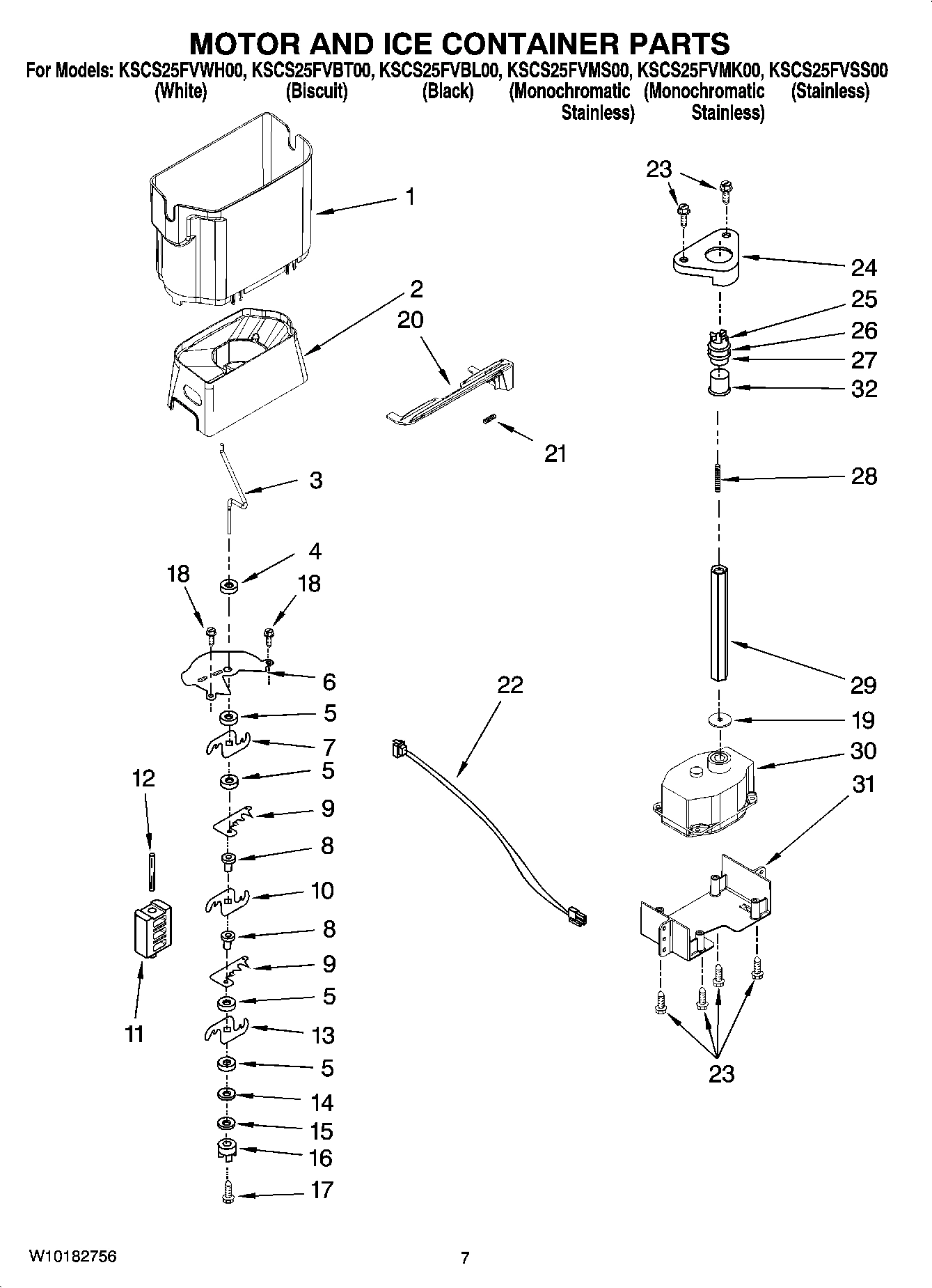 05 - MOTOR AND ICE CONTAINER PARTS
