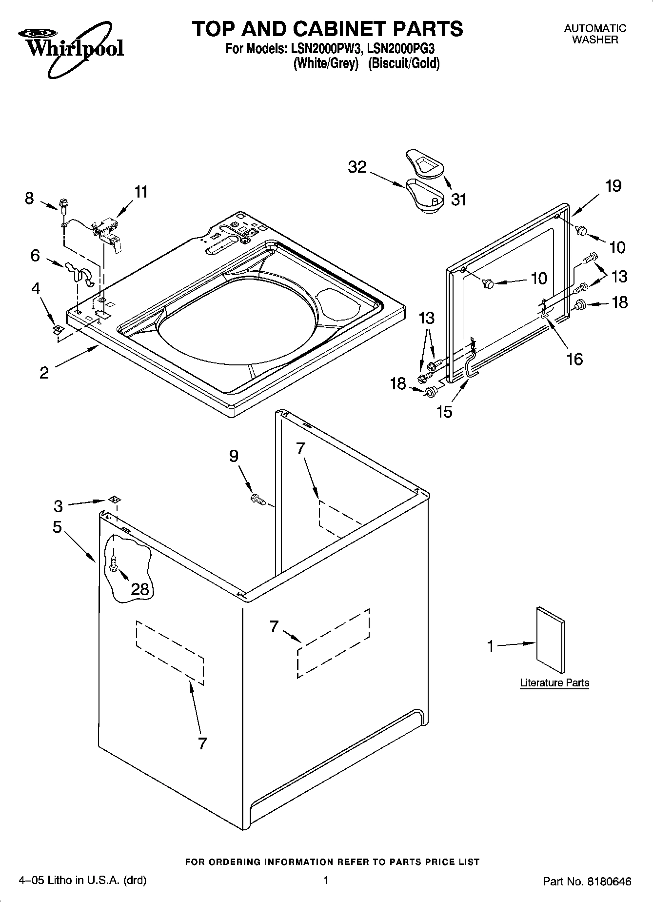 01 - TOP AND CABINET PARTS