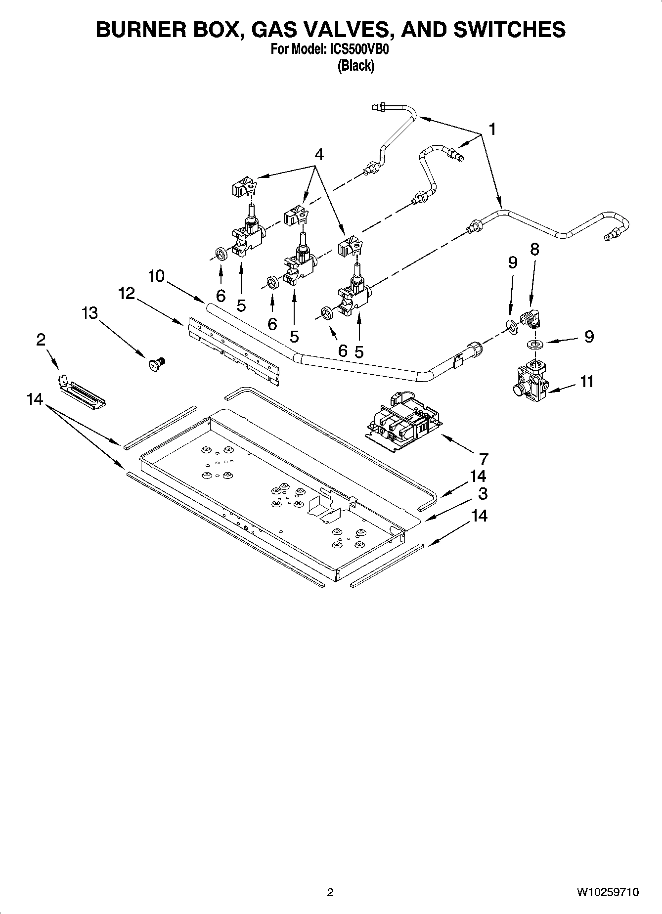 02 - BURNER BOX, GAS VALVES, AND SWITCHES
