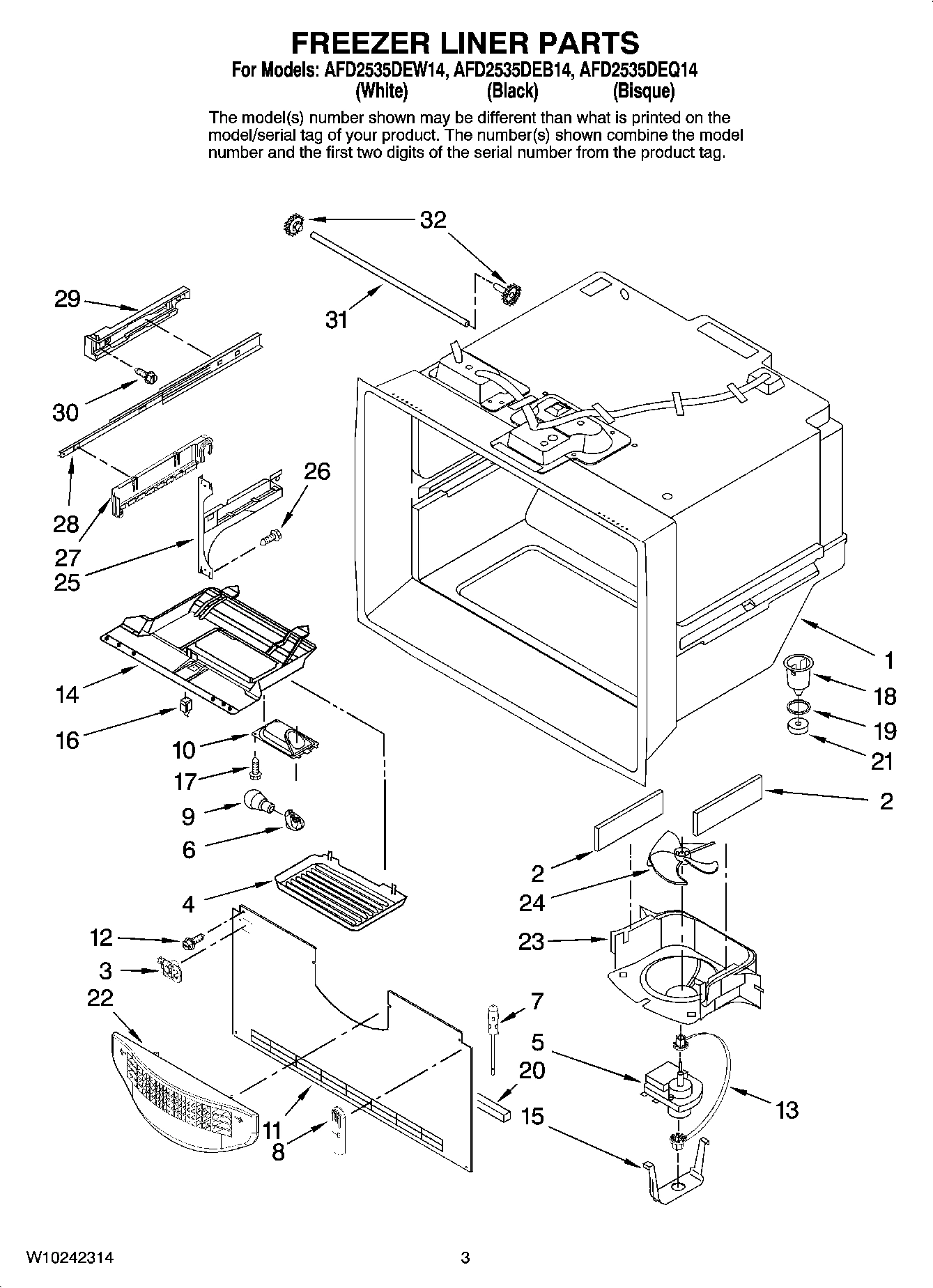 02 - FREEZER LINER PARTS