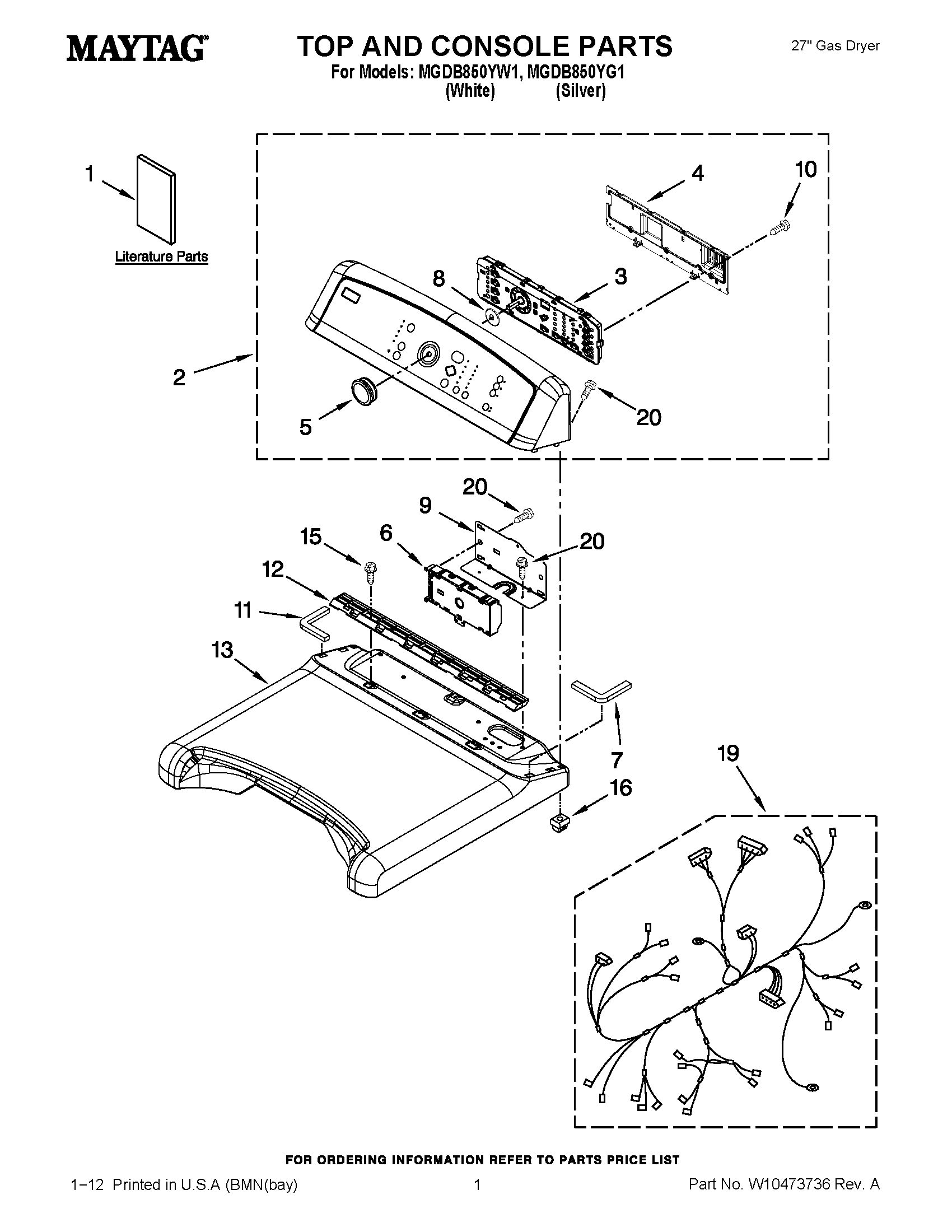 01 - TOP AND CONSOLE PARTS