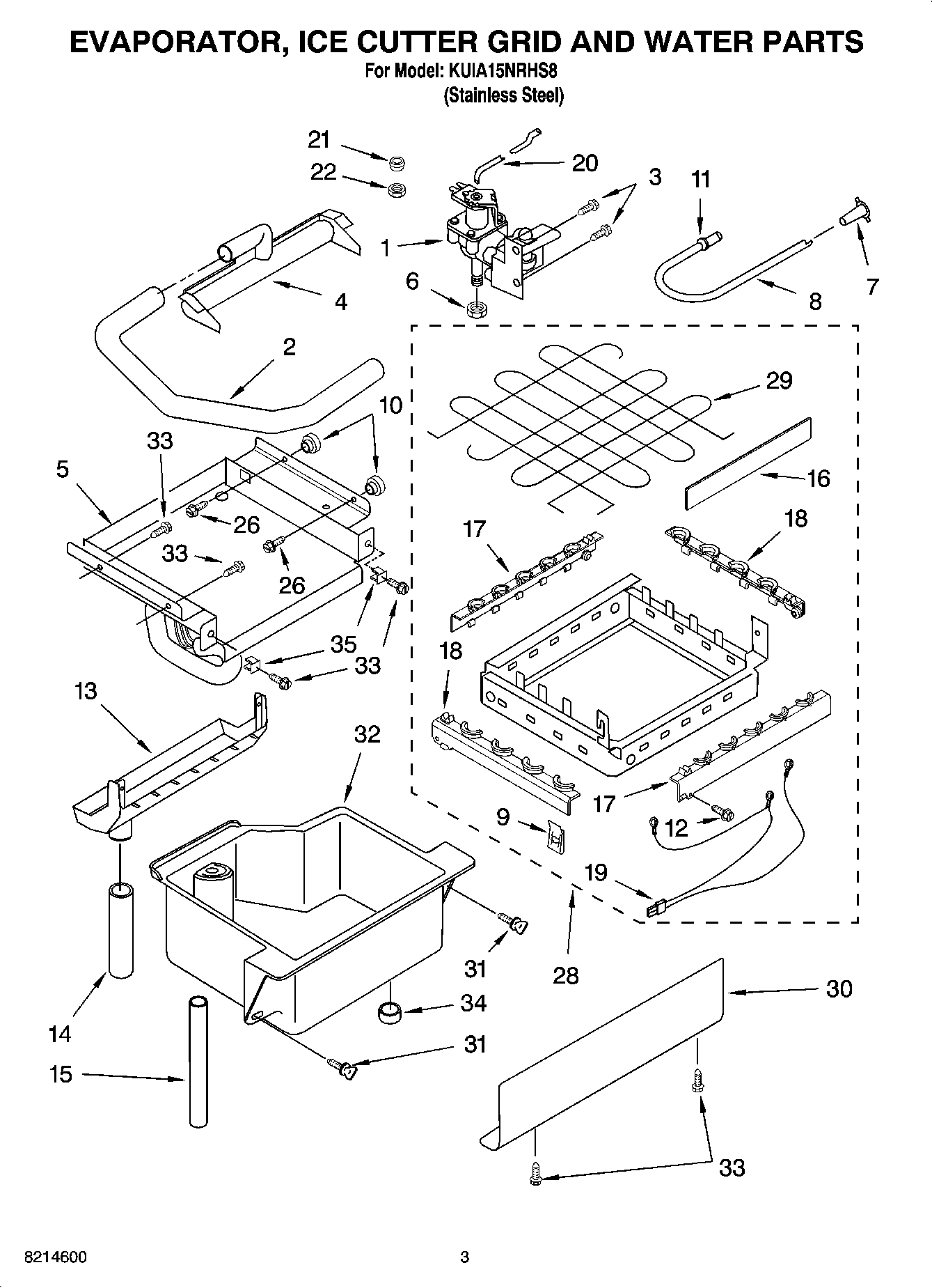 02 - EVAPORATOR, ICE CUTTER GRID AND WATER PARTS