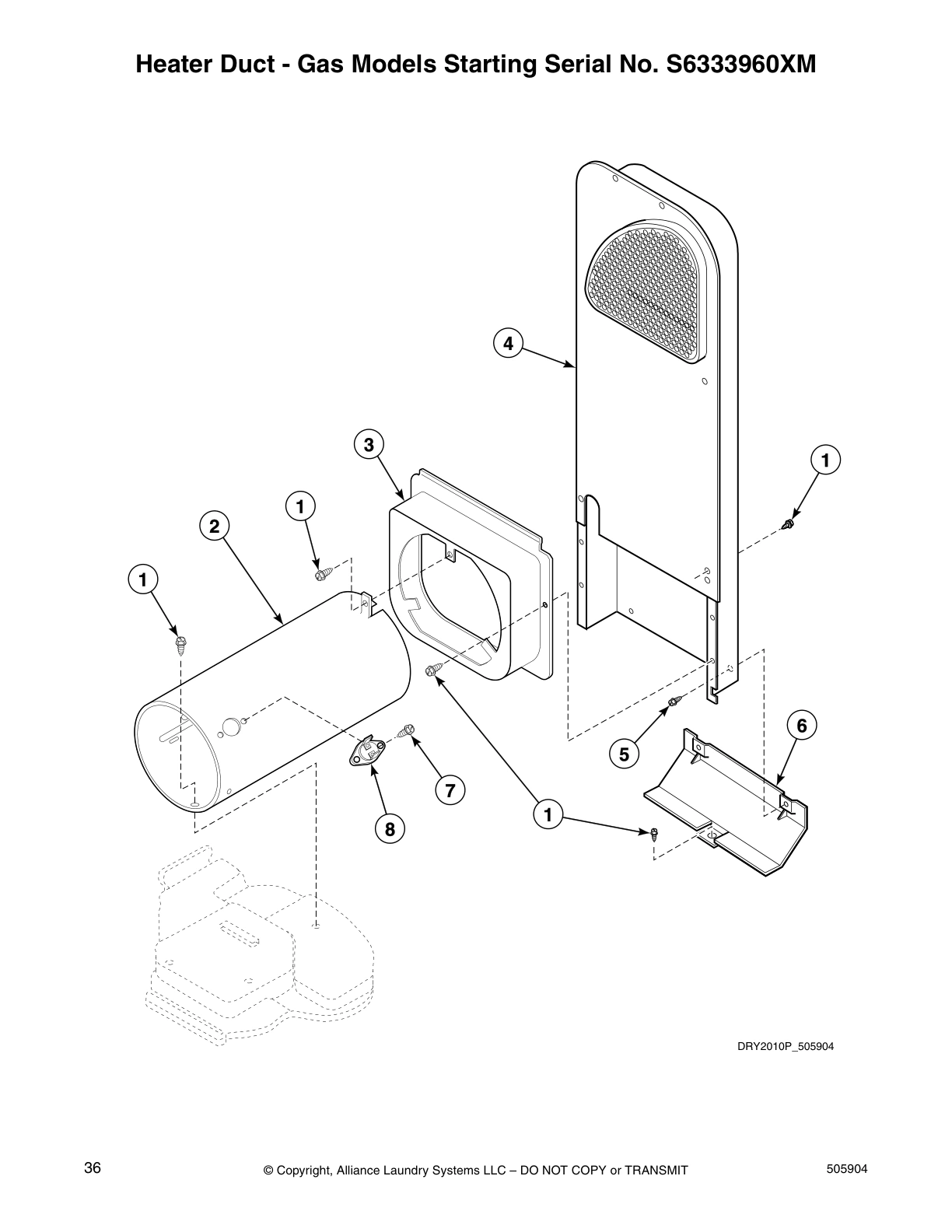 Heater Duct - Gas Models Starting Serial No. S6333960XM