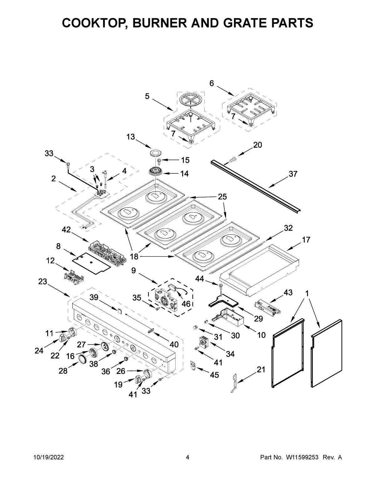 03 - COOKTOP, BURNER AND GRATE PARTS